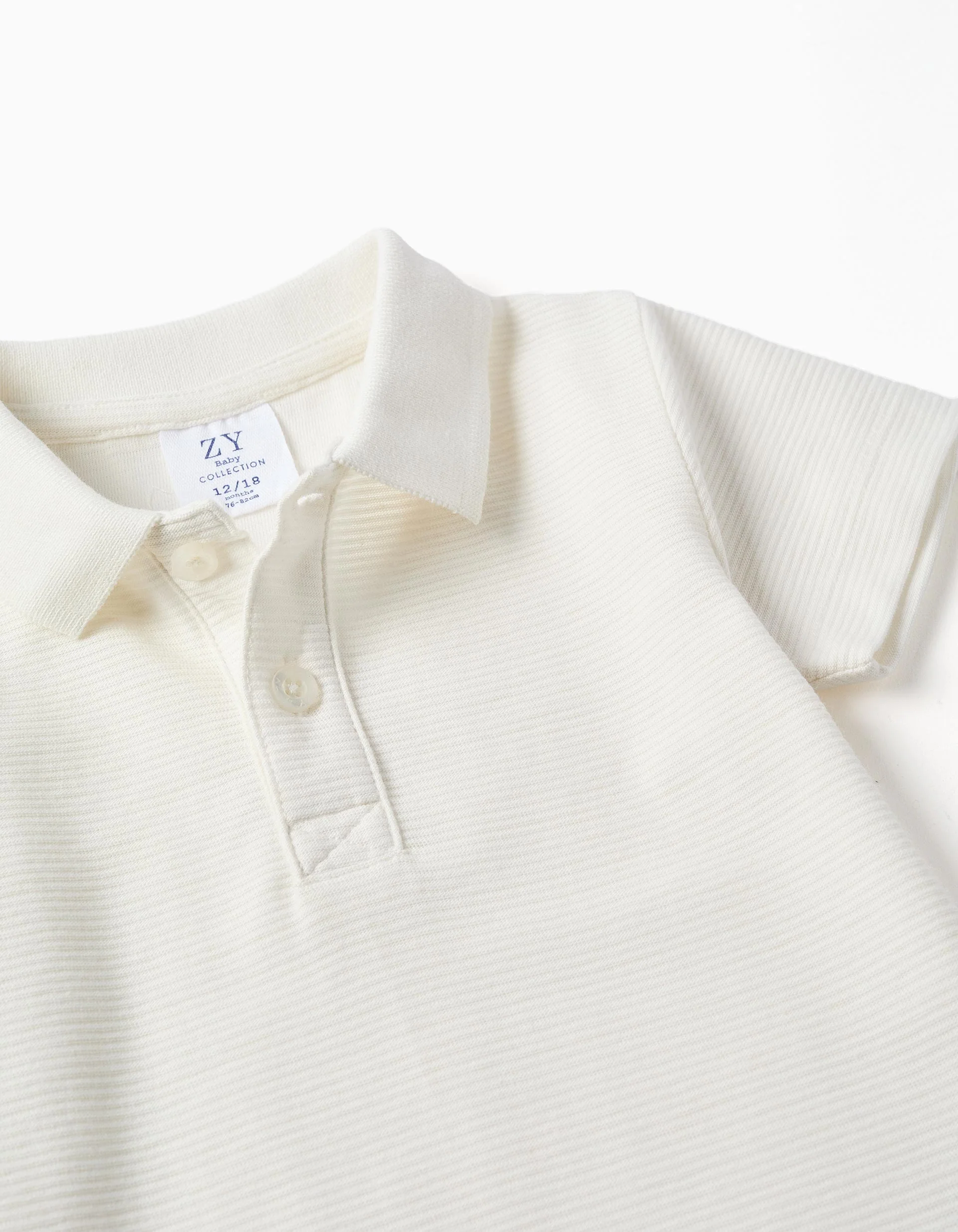 Cotton ribbed polo shirt for baby boys, white - Image 3