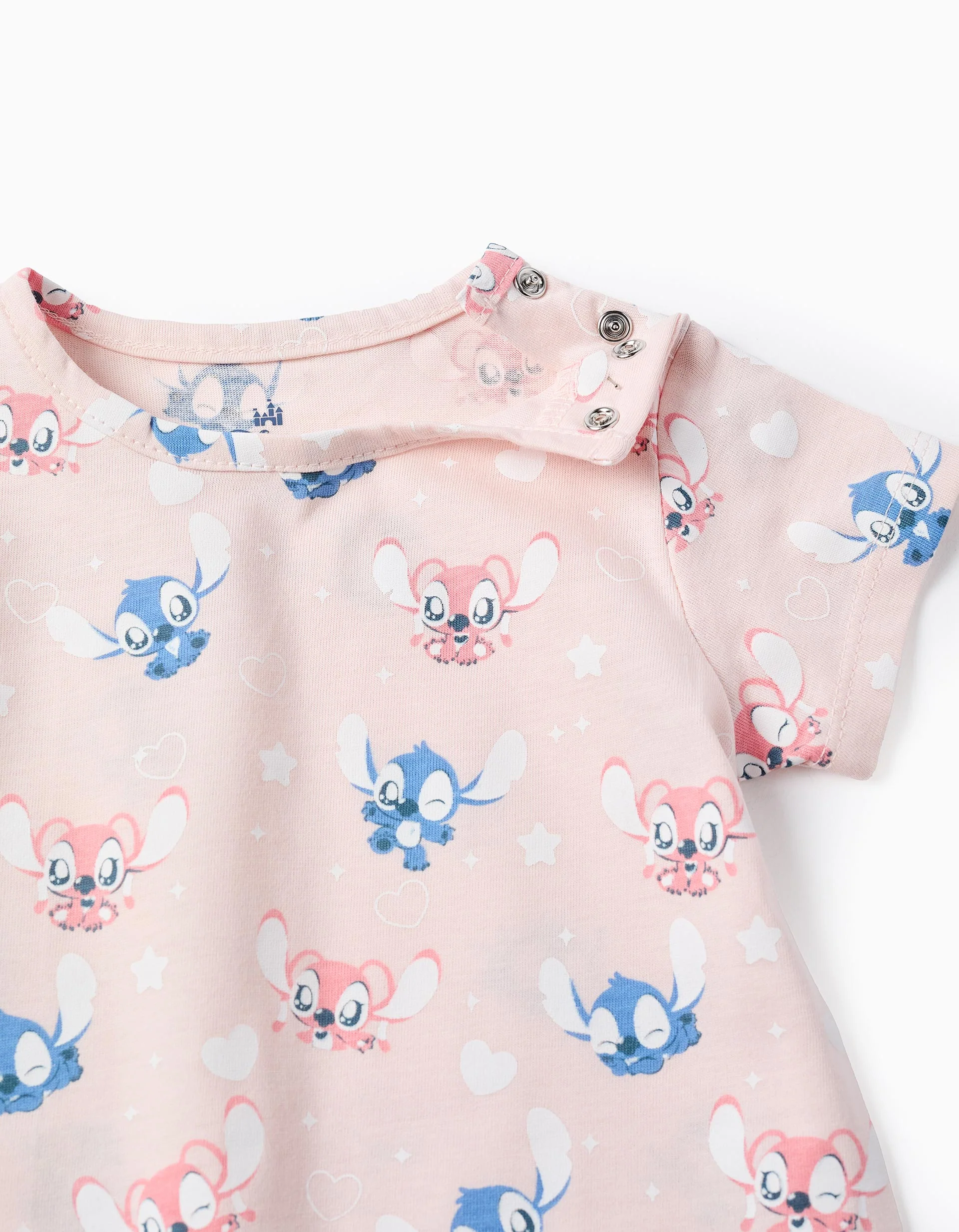 Cotton Romper-Pyjamas for Baby Girls 'Stitch & Angel', Pink - Image 3
