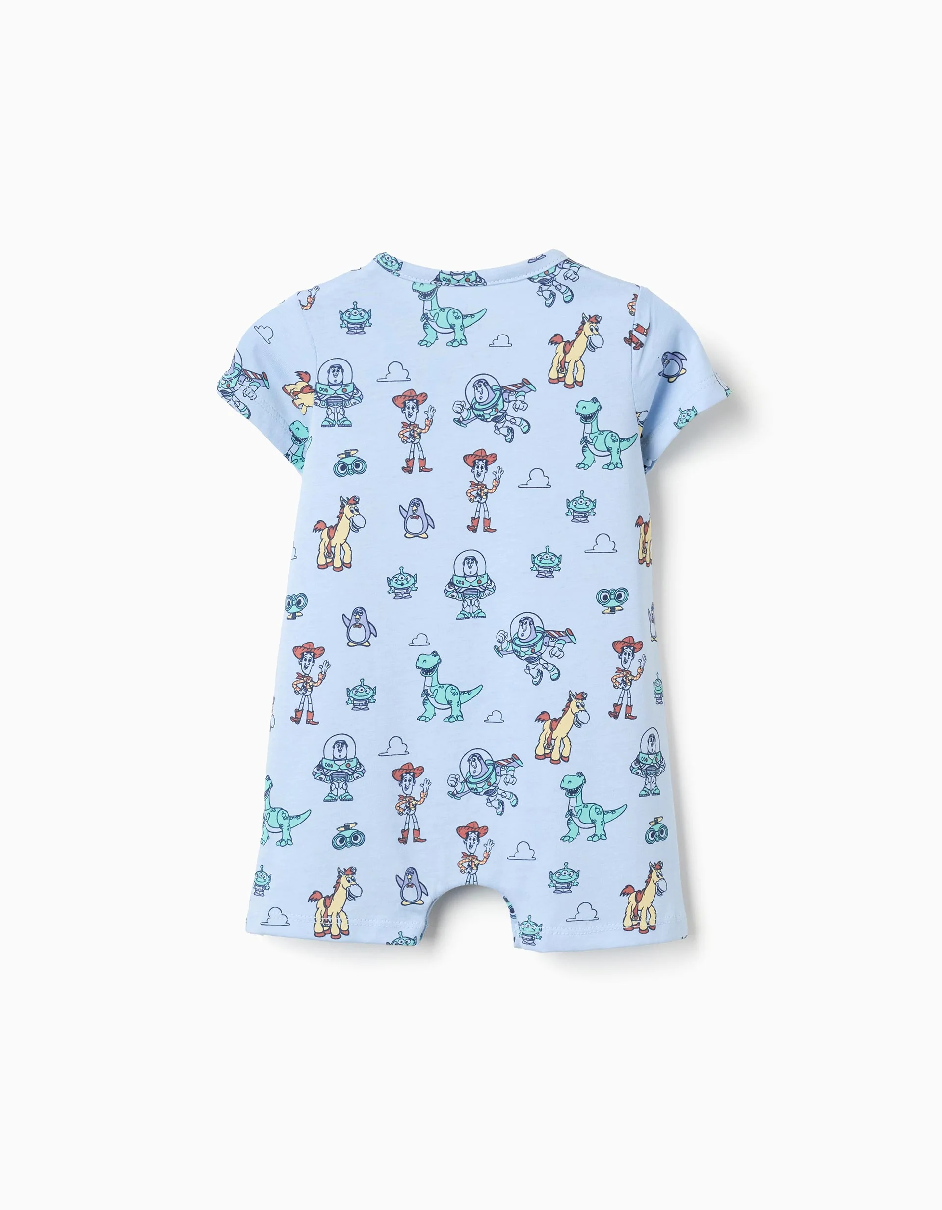 Cotton romper with Toy Story motif for newborn and baby boys, light blue - Image 2