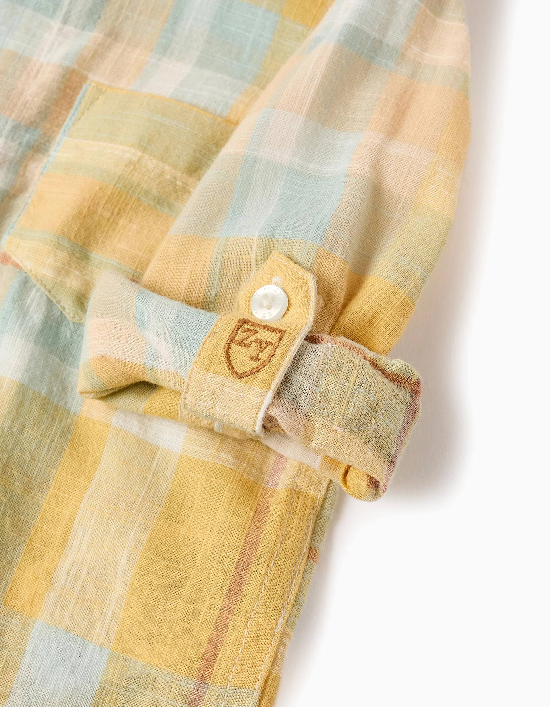 Cotton Shirt with Check for Baby Boys 'B&S', Yellow - Image 4