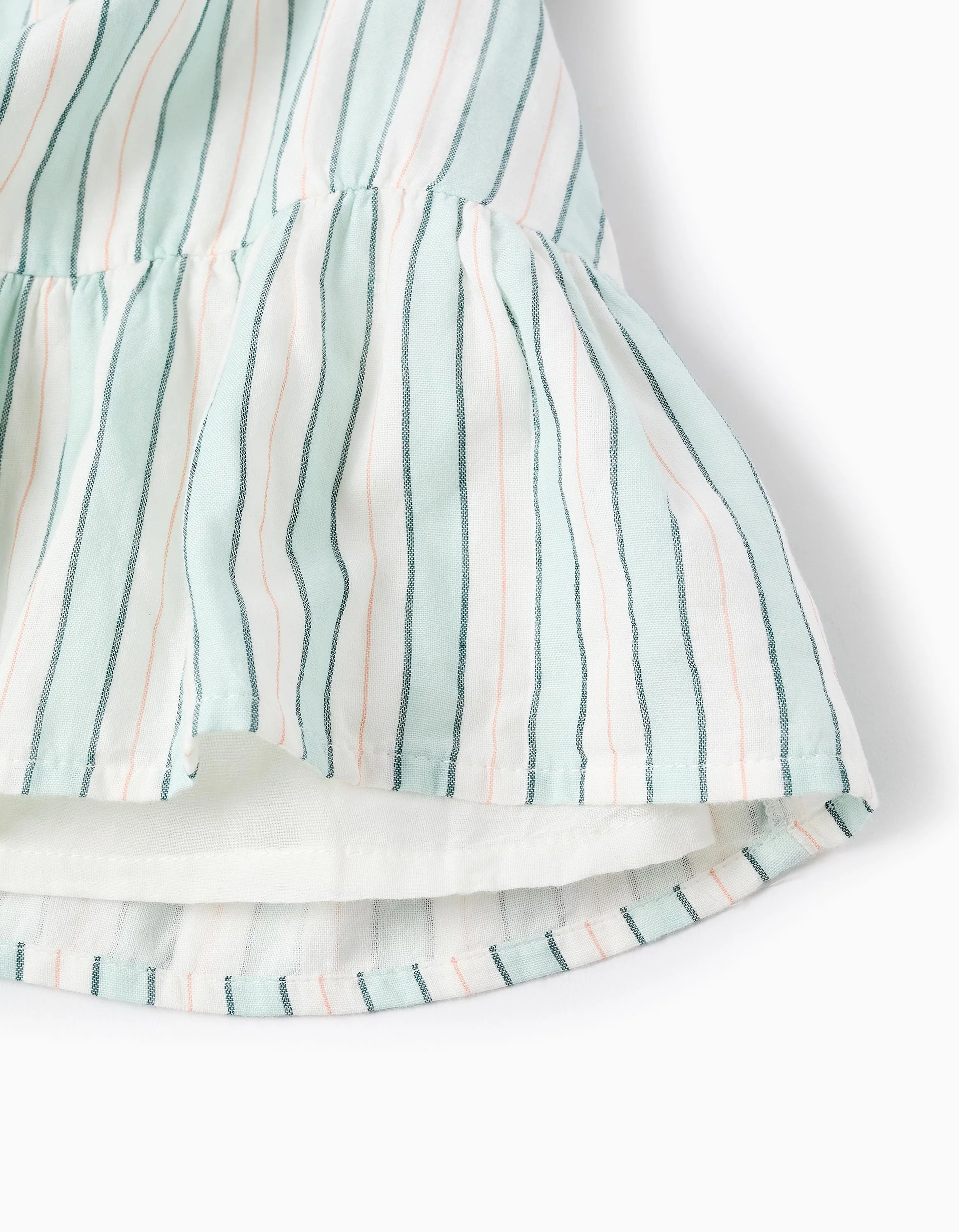 Cotton Striped Dress for Baby Girls 'B&S', Green/White - Image 5