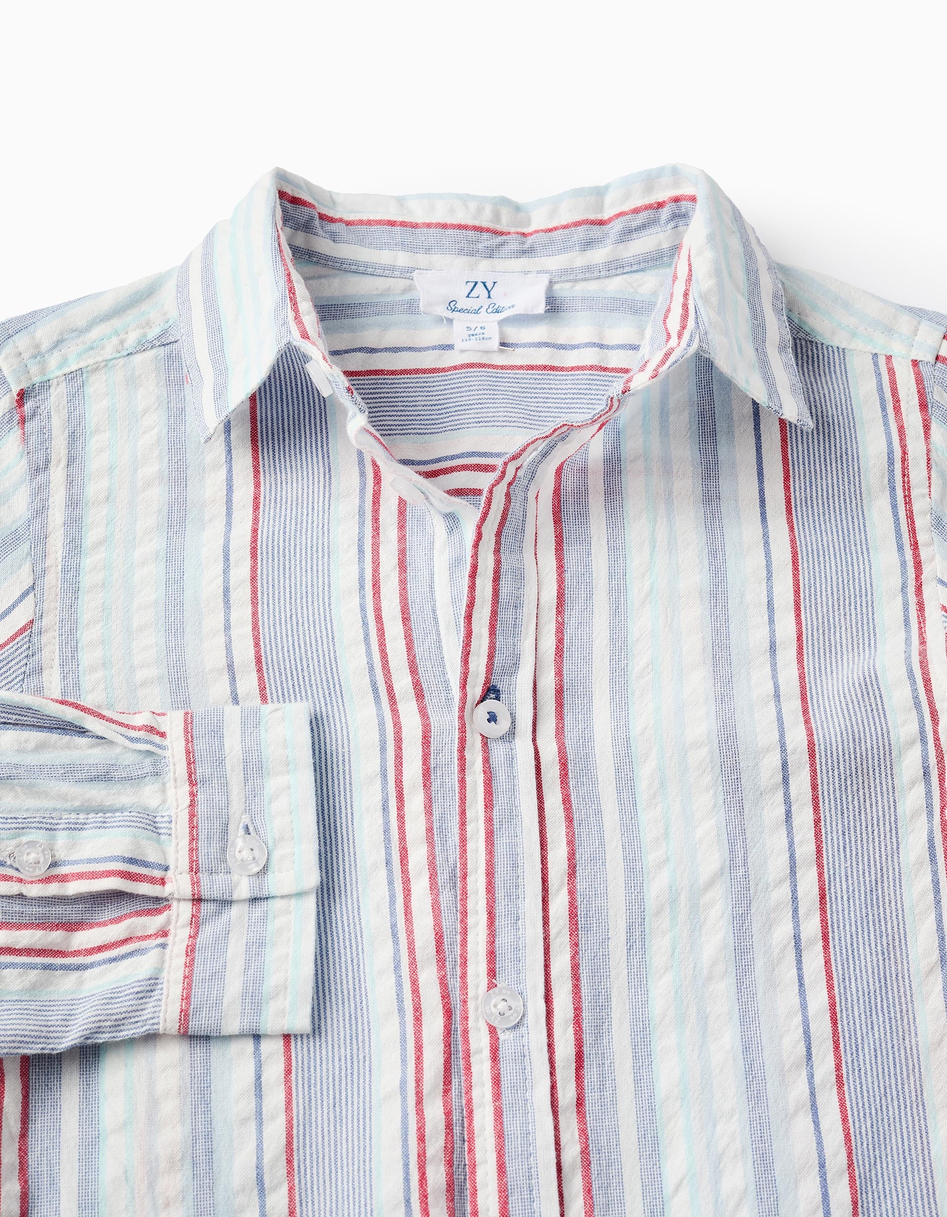 Cotton Striped Shirt for Boys, Multicolour - Image 3