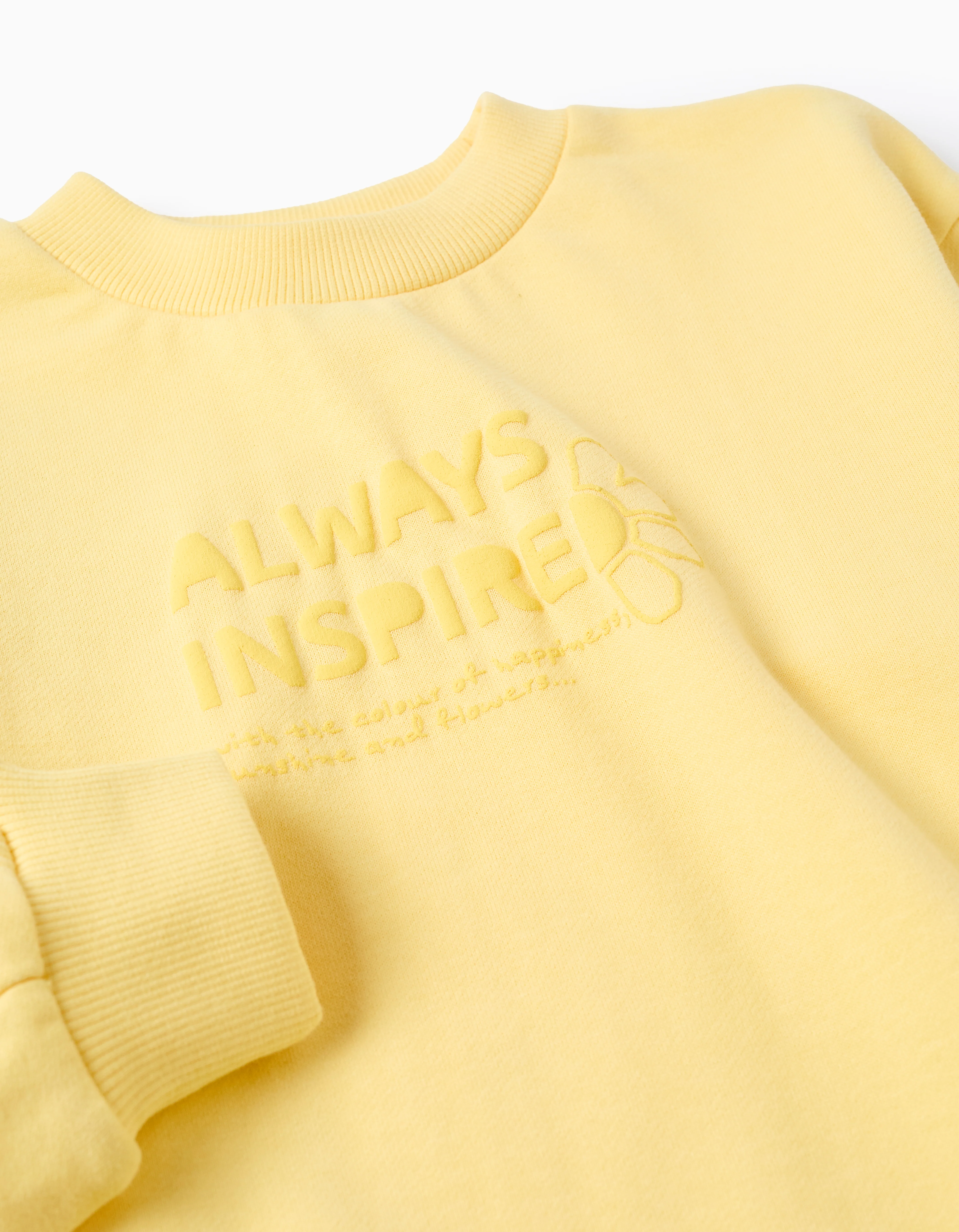 Cotton sweatshirt with Always Inspired print for girls, yellow - Image 3
