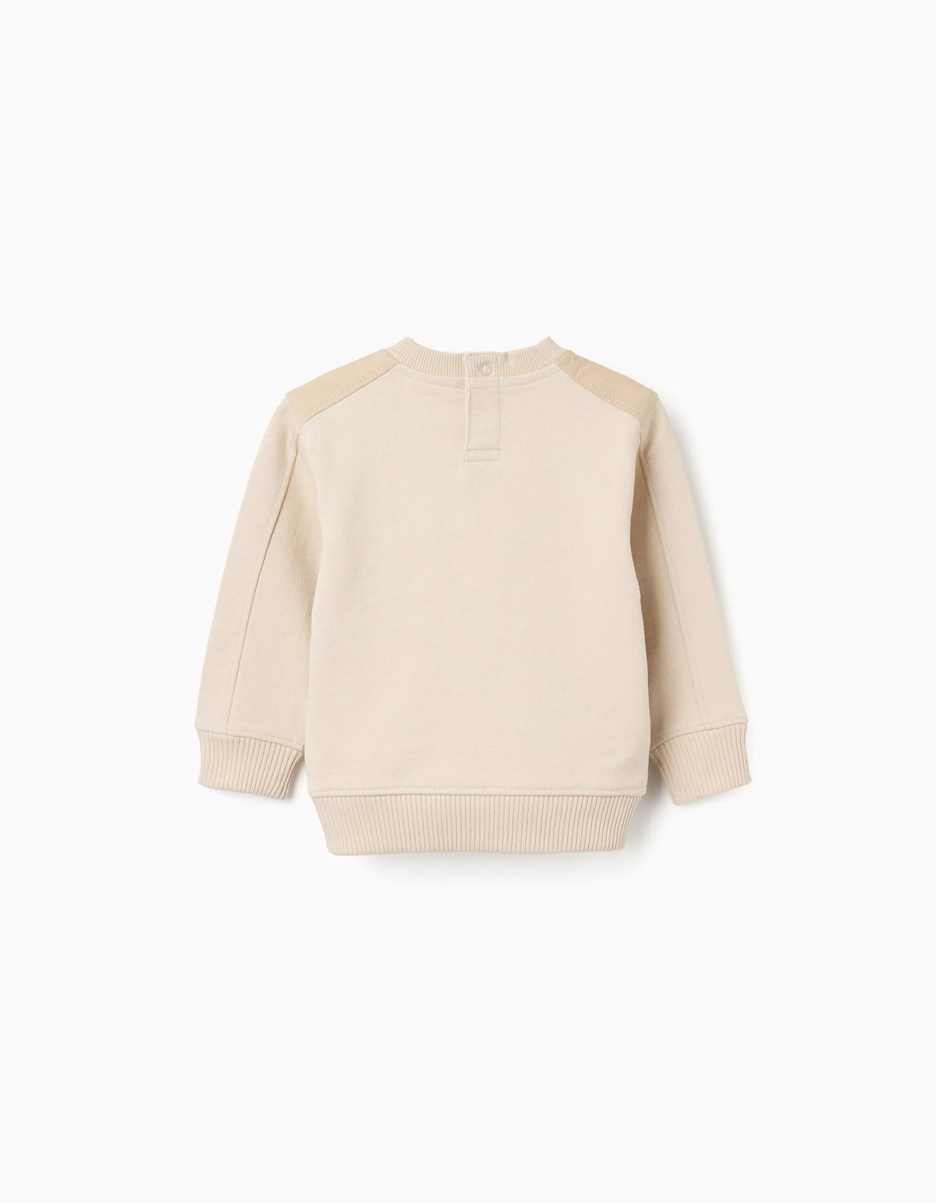 Cotton sweatshirt with chest pocket B&S for baby boys, light beige - Image 2
