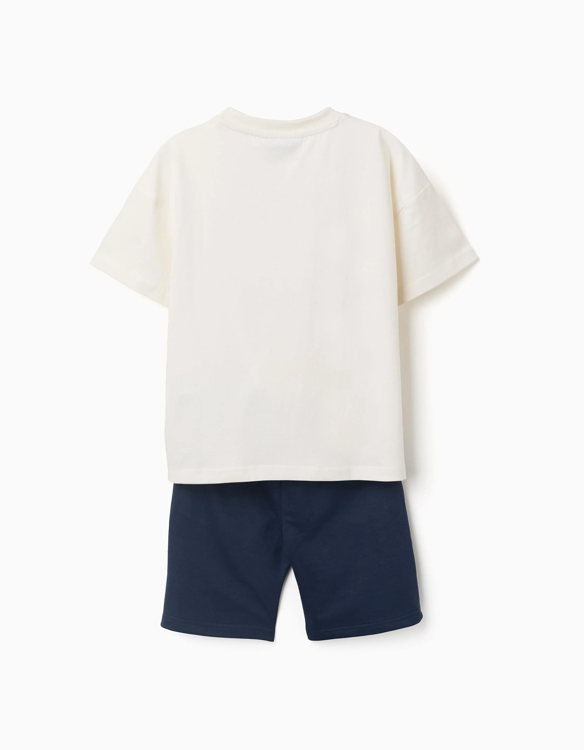 Cotton T-shirt and shorts set with Pikachu print for boys, white/blue - Image 2