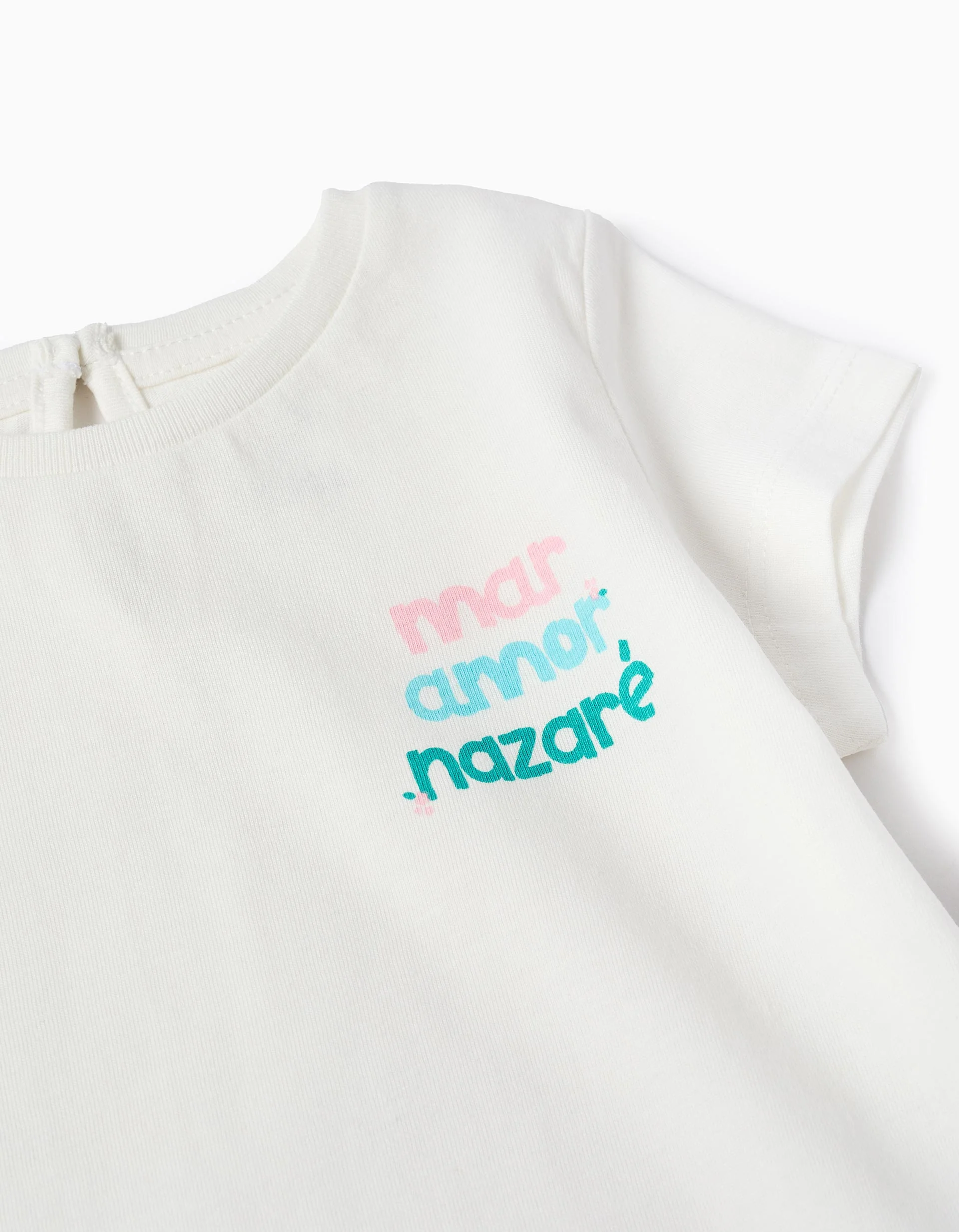 Cotton T-shirt for Baby Girls 'Sea, Love, Nazare', White - Image 3