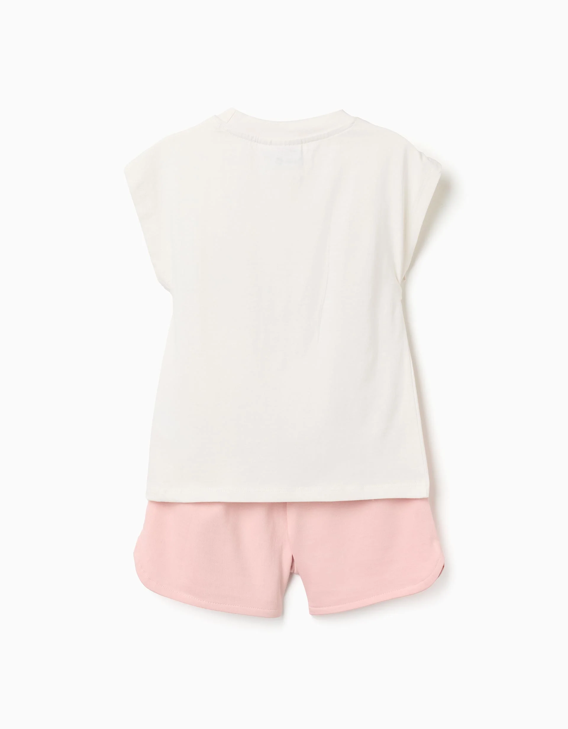 Cotton T-shirt + shorts set with Kuromi print for girls, white/pink - Image 2