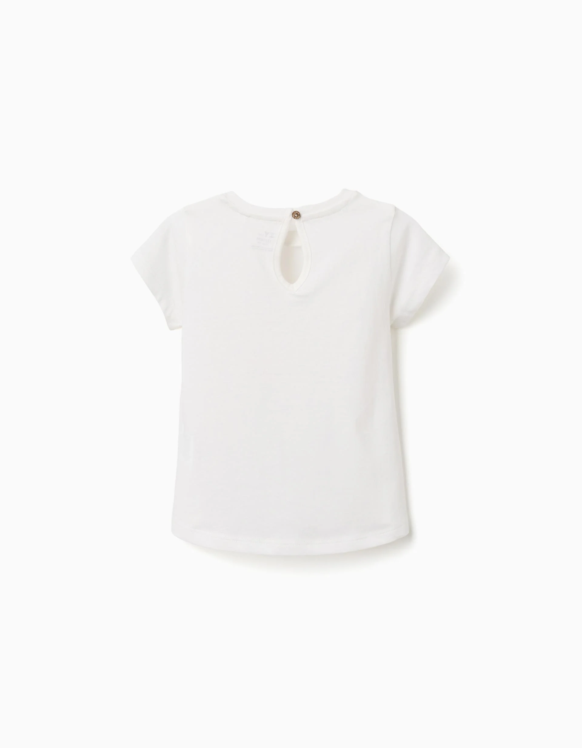 Cotton T-shirt with Be Curious print for baby girls, white - Image 2