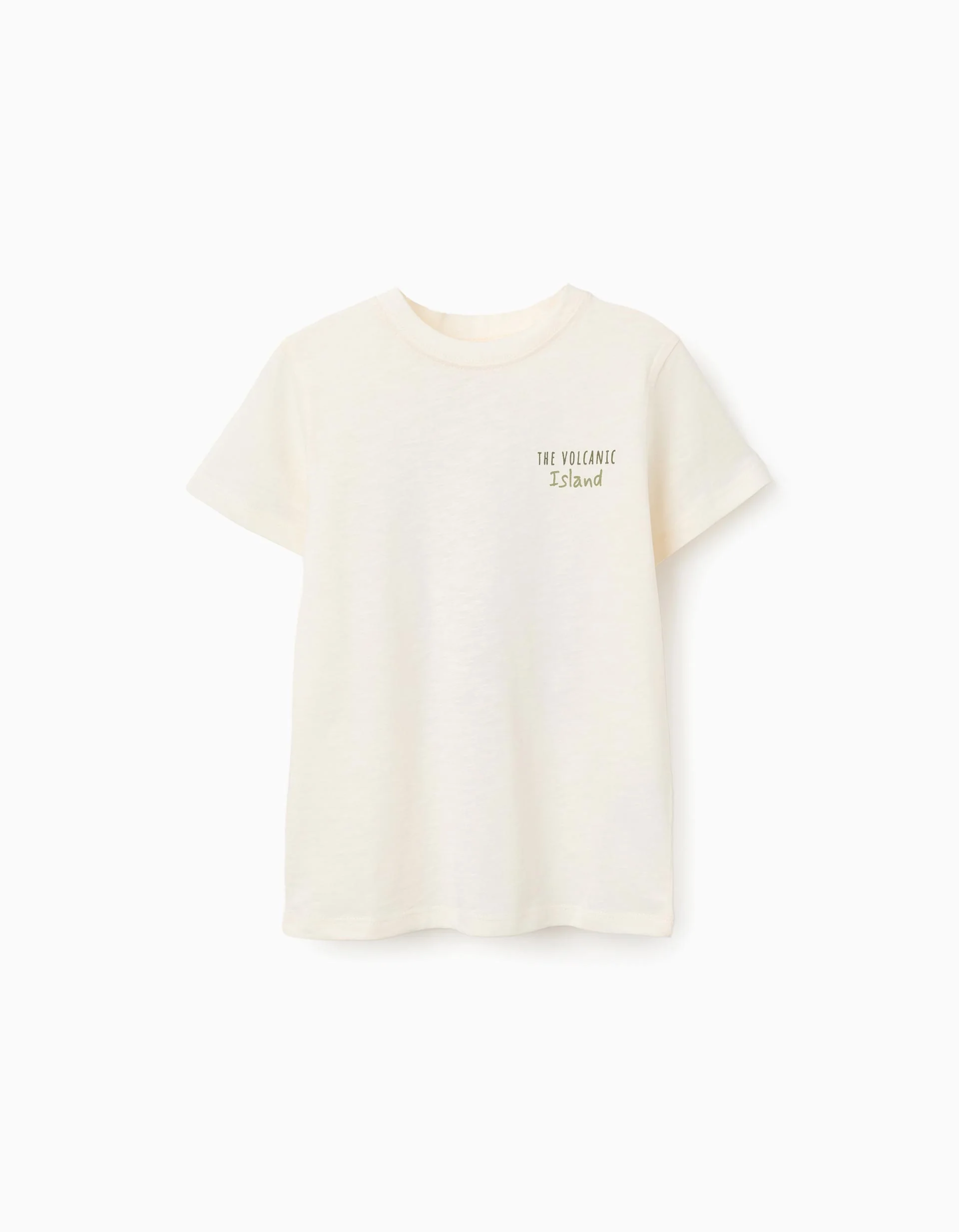 Cotton T-shirt with Lanzarote prints for boys, light beige - Image 3