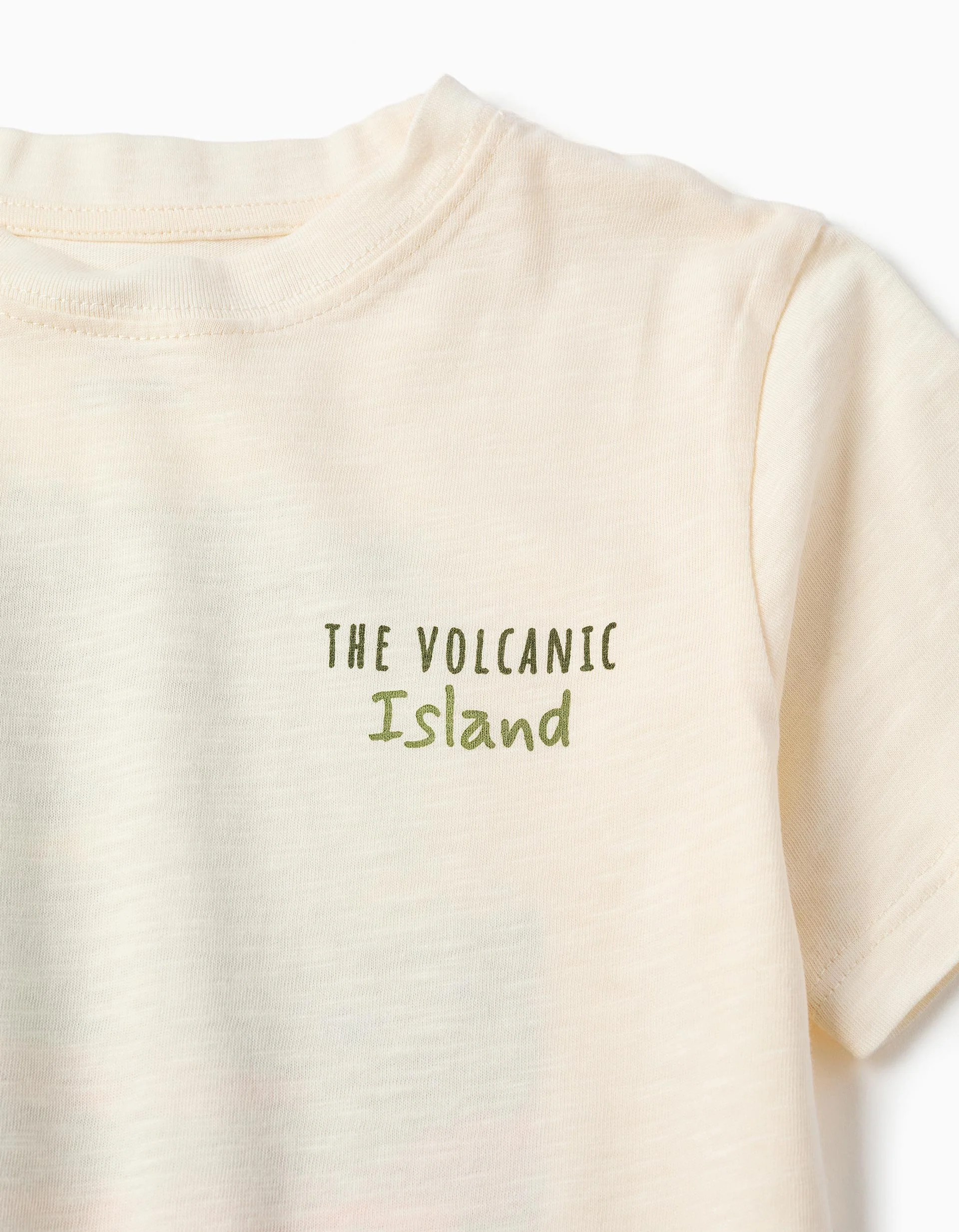 Cotton T-shirt with Lanzarote prints for boys, light beige - Image 5
