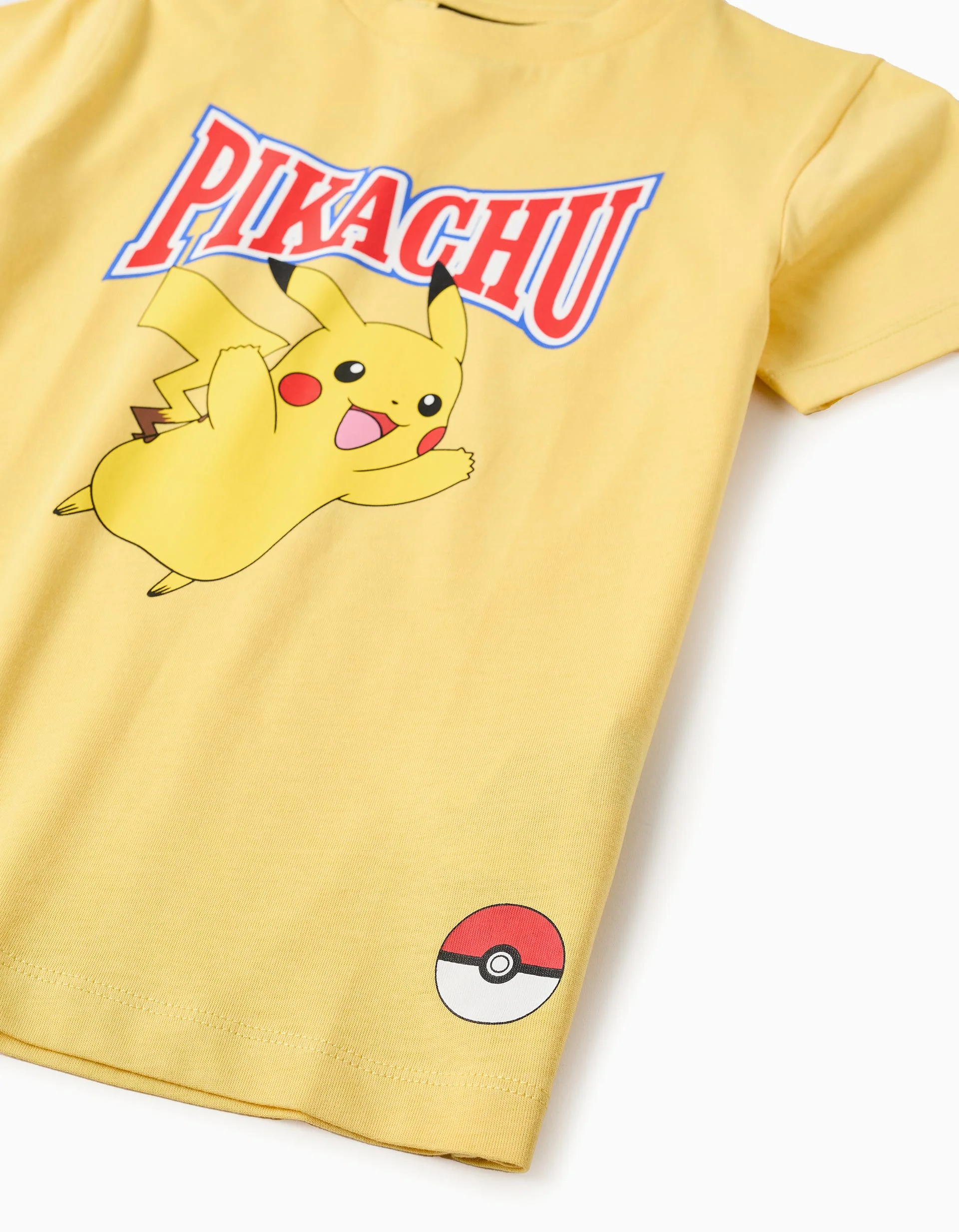 Cotton T-shirt with Print for Boys 'Pikachu', Yellow - Image 3