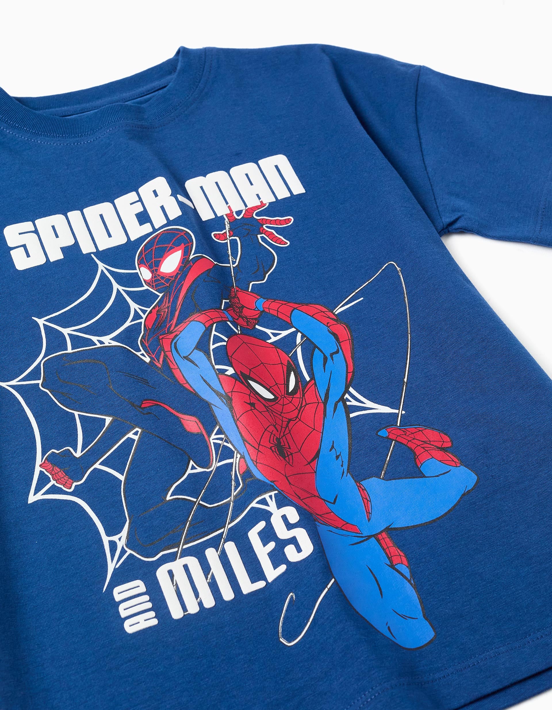 Cotton T-shirt with Spider-Man front print for boys, blue - Image 3