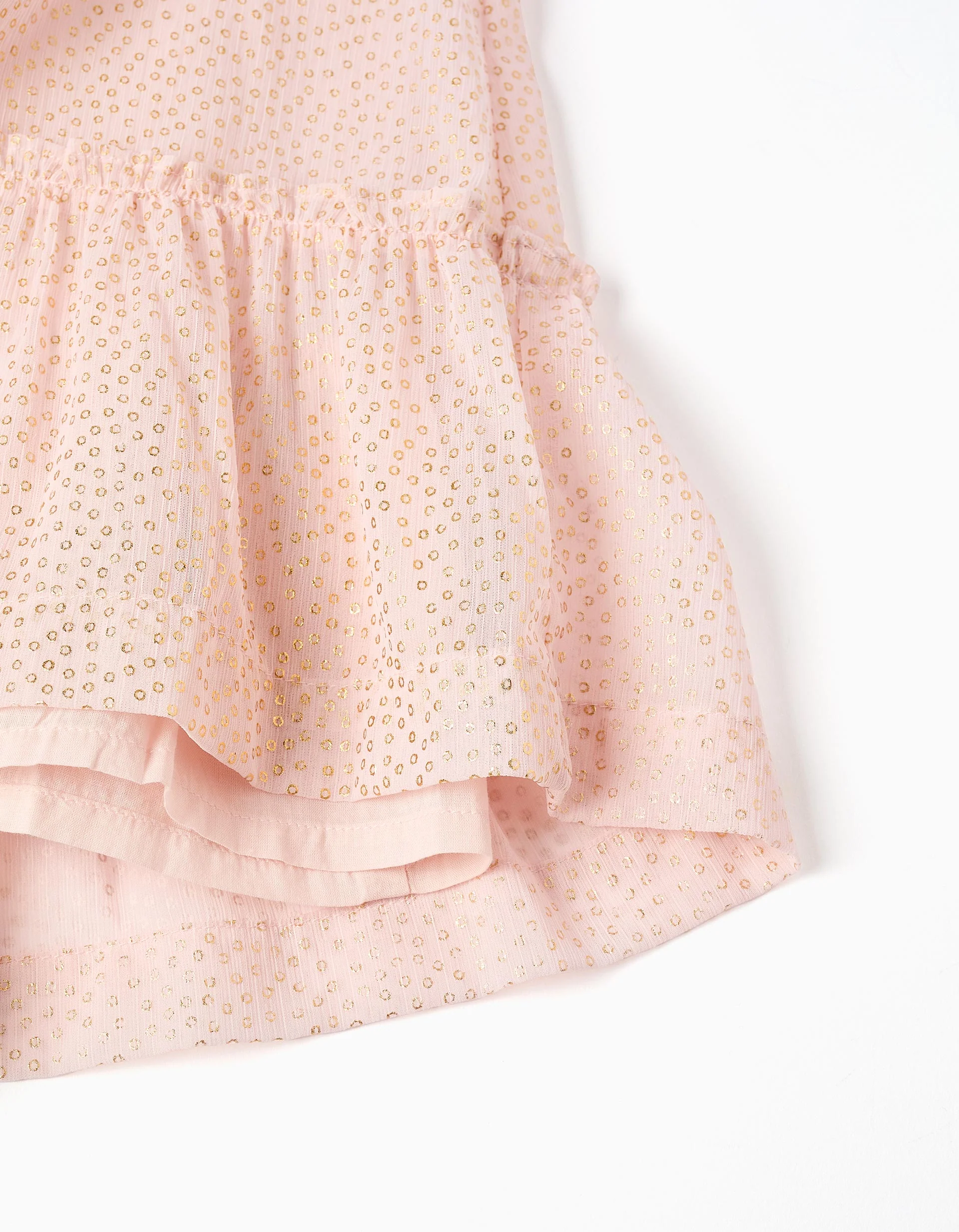 Crepe dress with ruffles and lurex for girls, light pink - Image 4