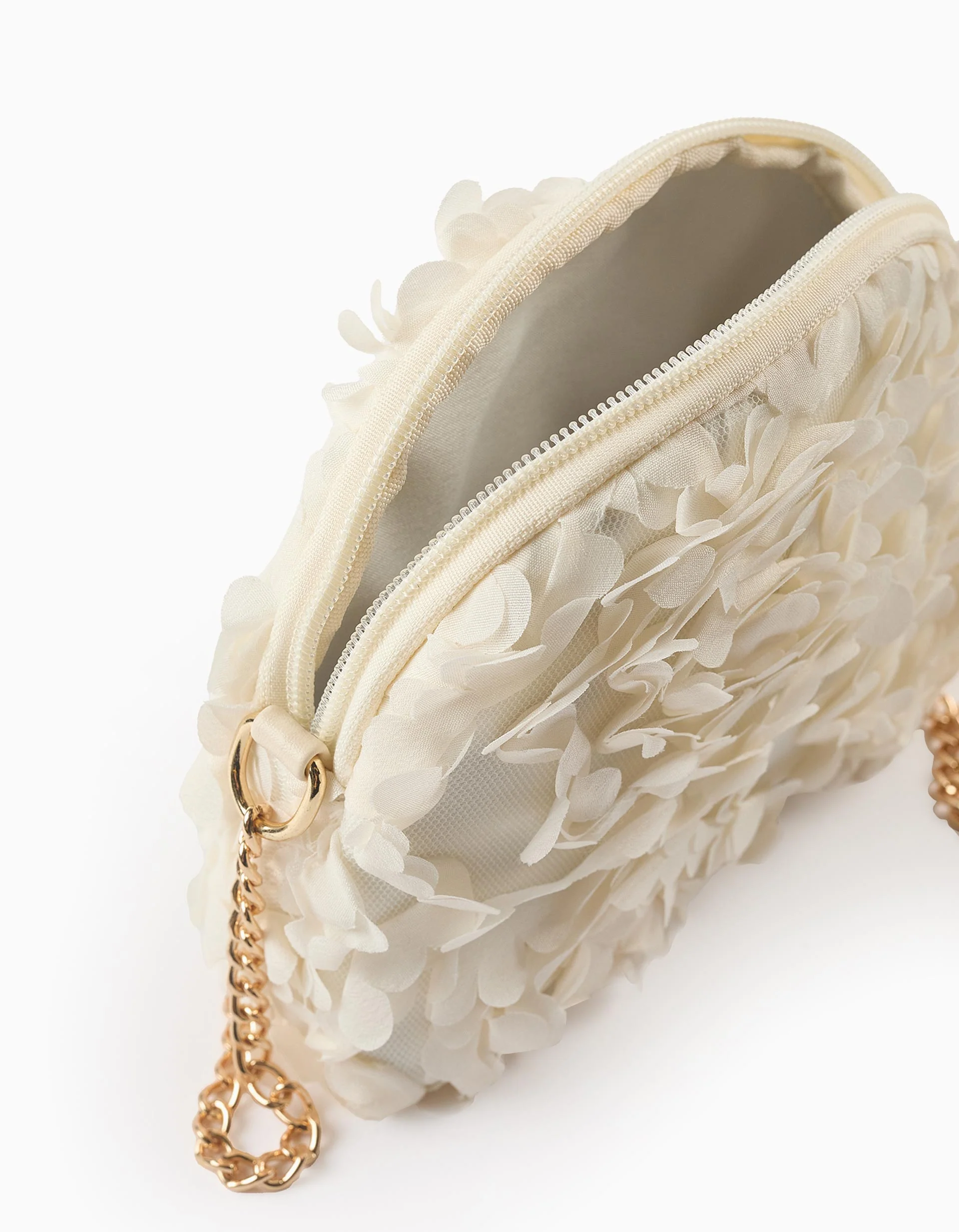 Crossbody Bag with Flower Effect for Girls, White/Gold - Image 5