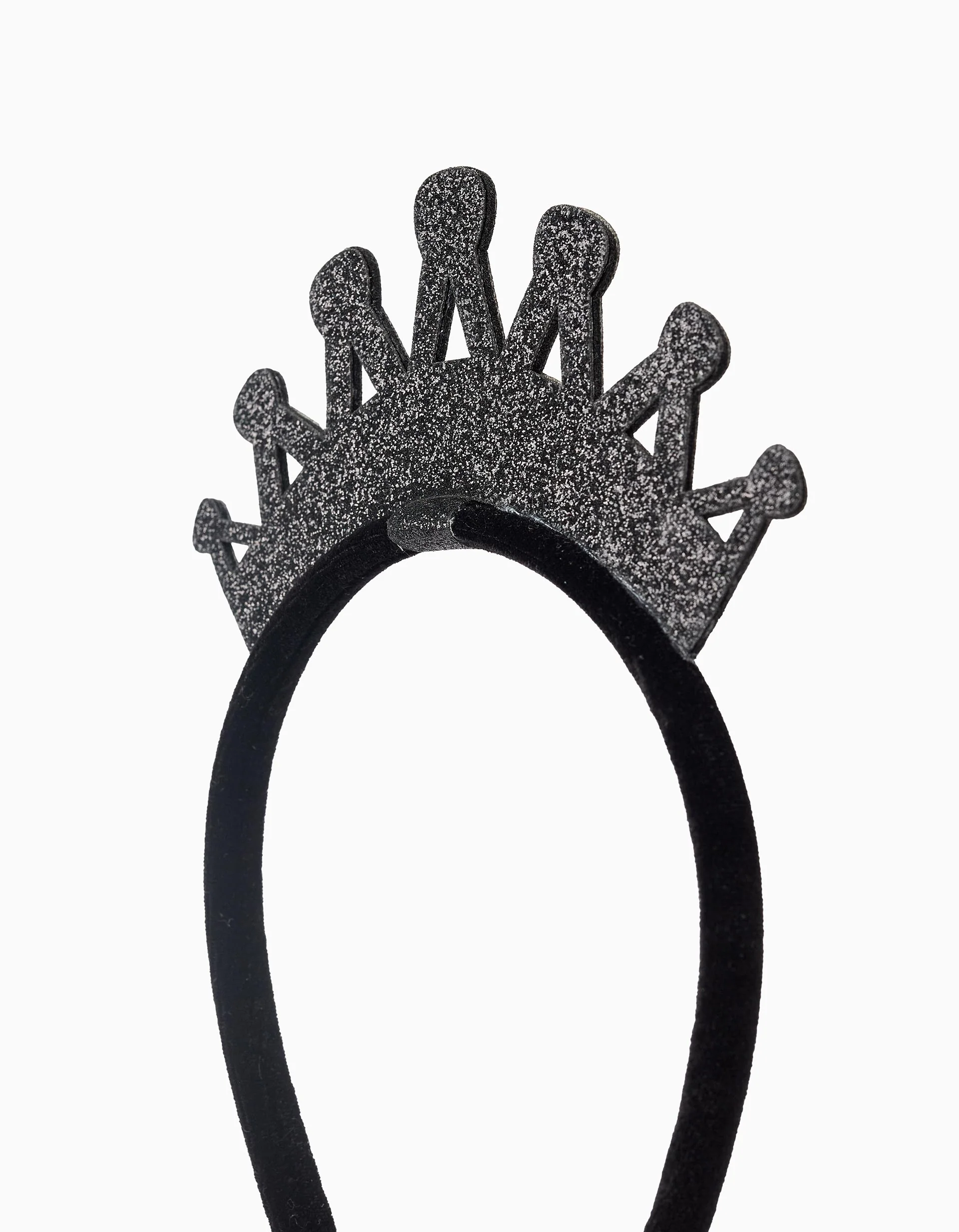 Velvet Glitter Headband for Babies and Girls 'Crown', Black - Image 2