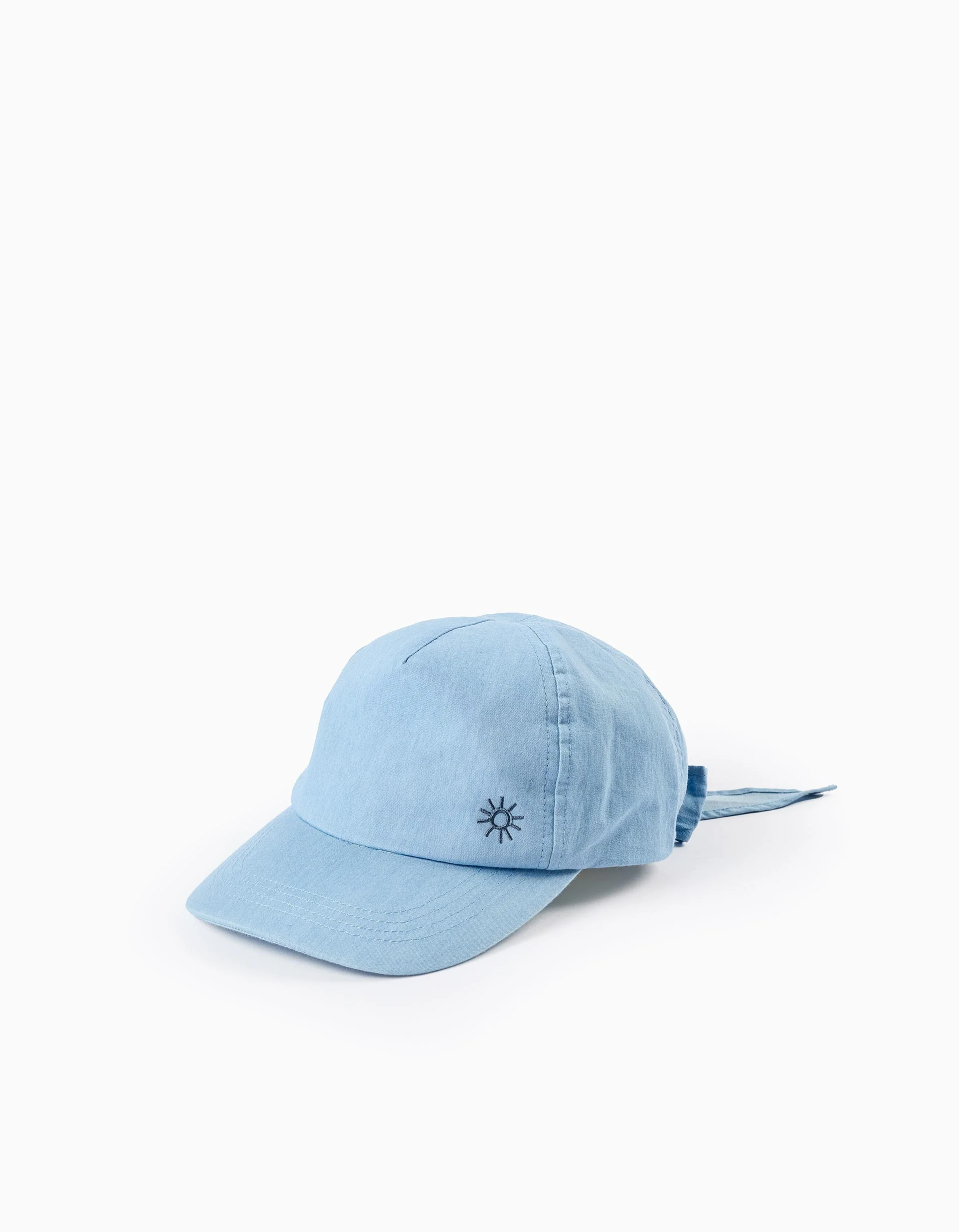 Denim Cap with Bow for Girls, Blue - Image 2