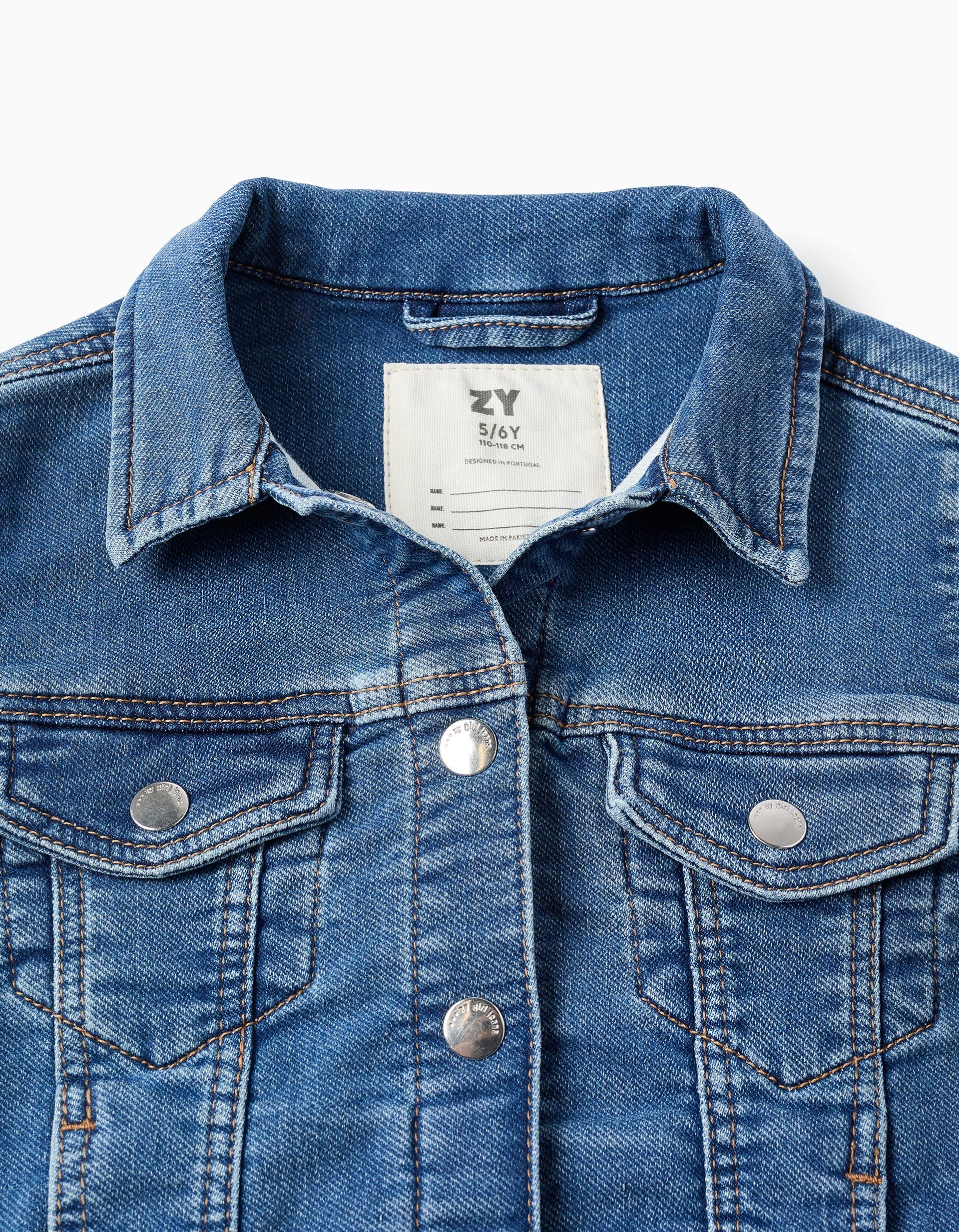 Denim jacket with four pockets for girls, blue - Image 3