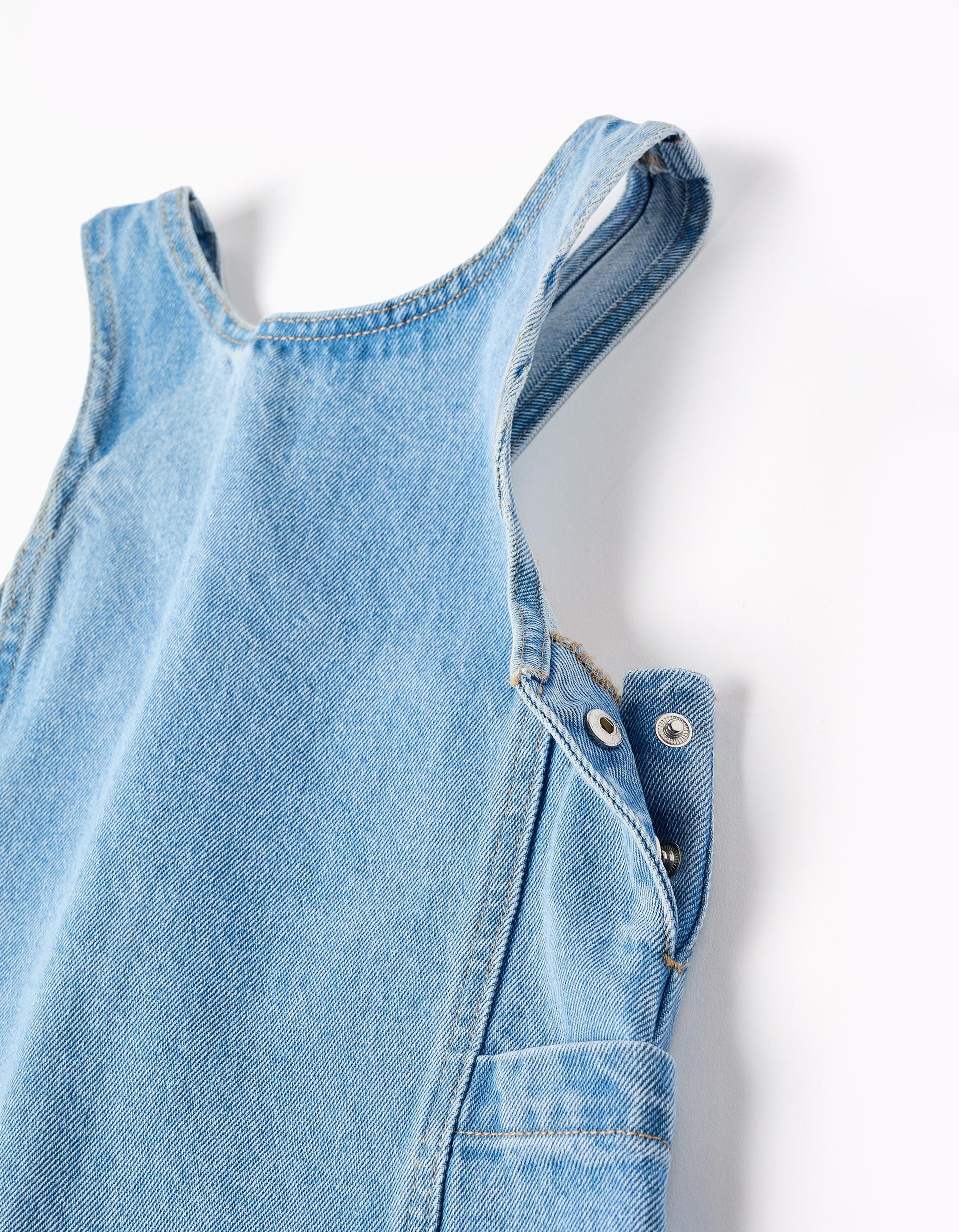 Denim pinafore dress with pockets for girls, light blue - Image 3