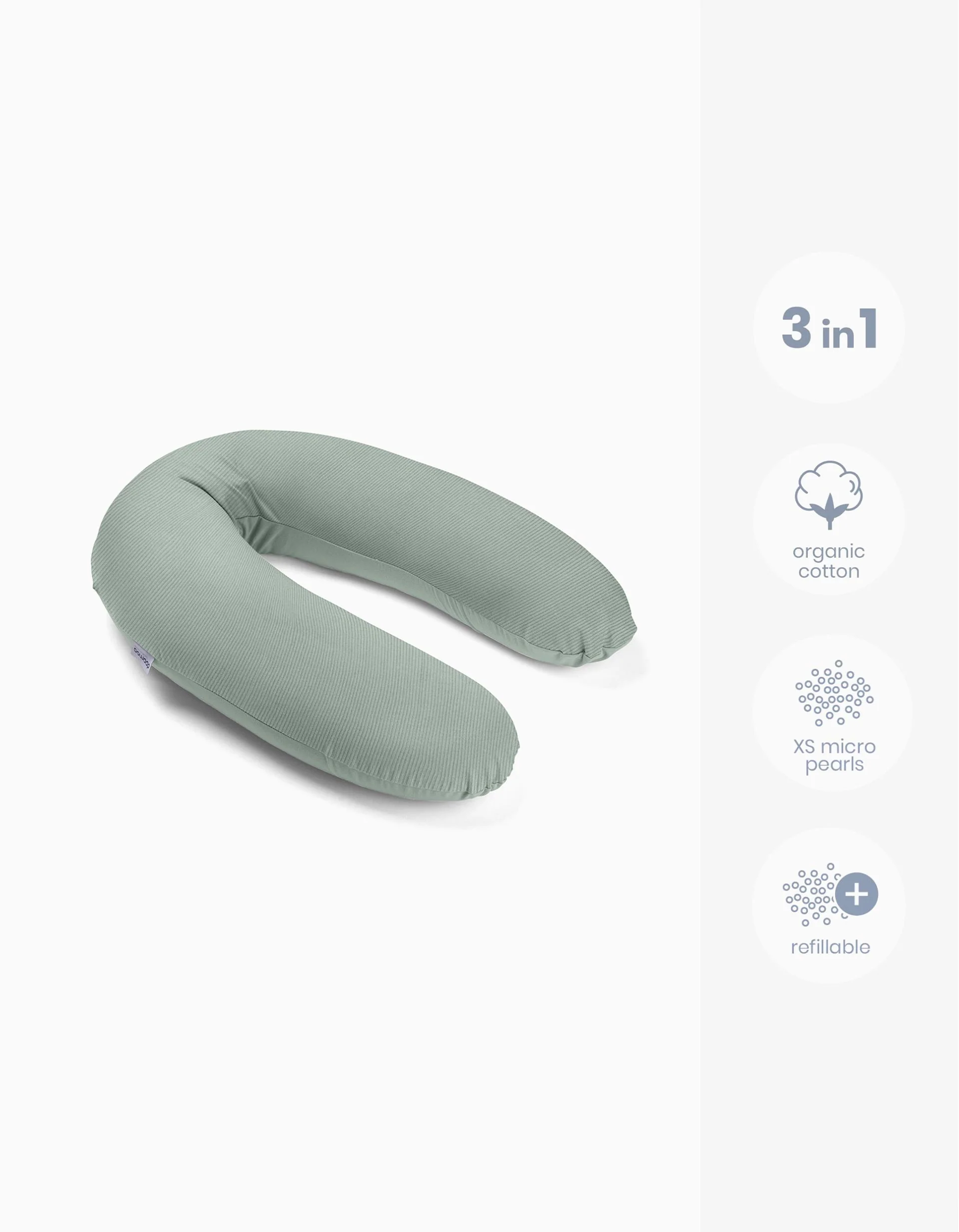 Doomoo Buddy Breastfeeding Pillow Corduroy, Green - Image 2