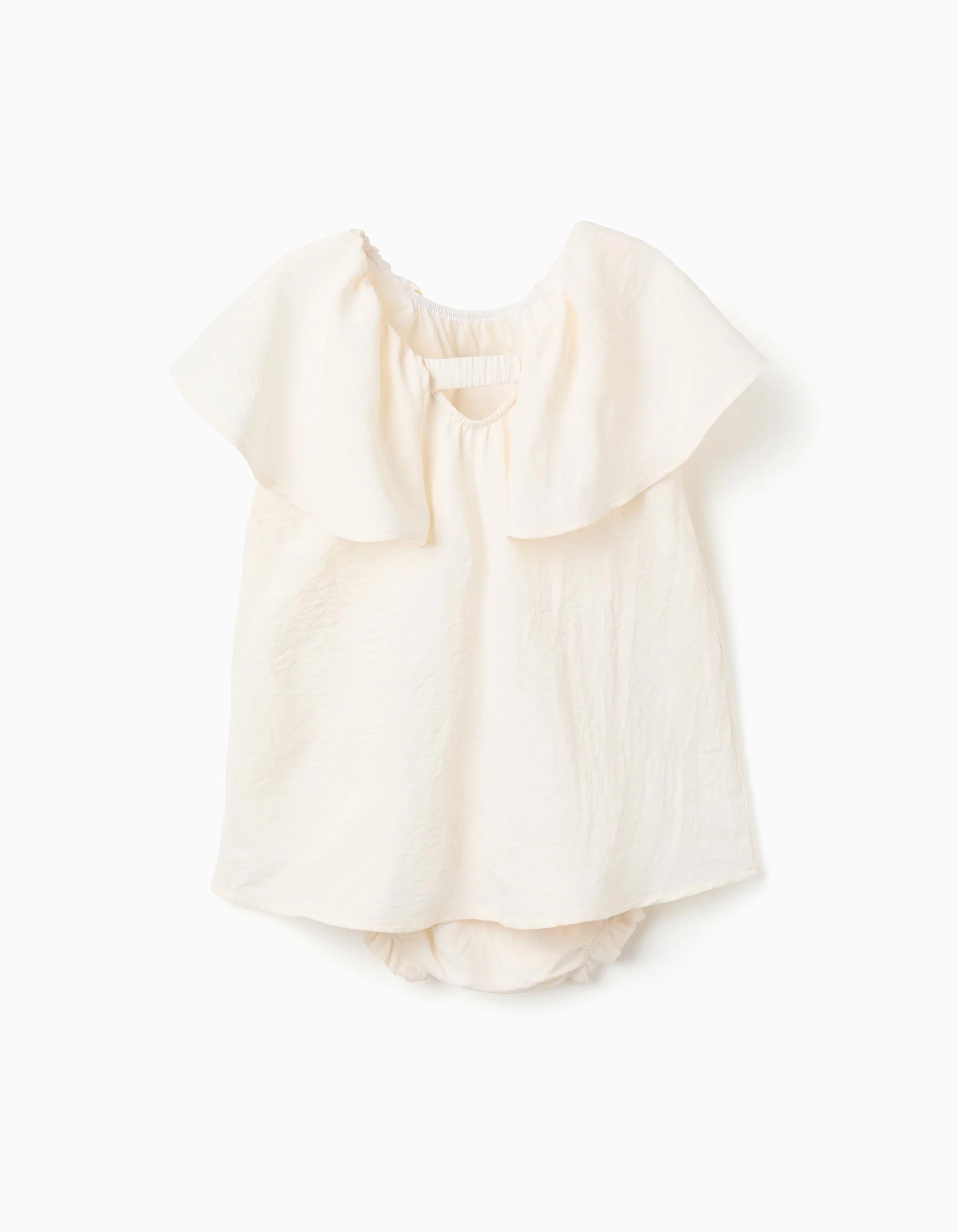 Dress with floral appliqué for newborn and baby girls, beige - Image 3