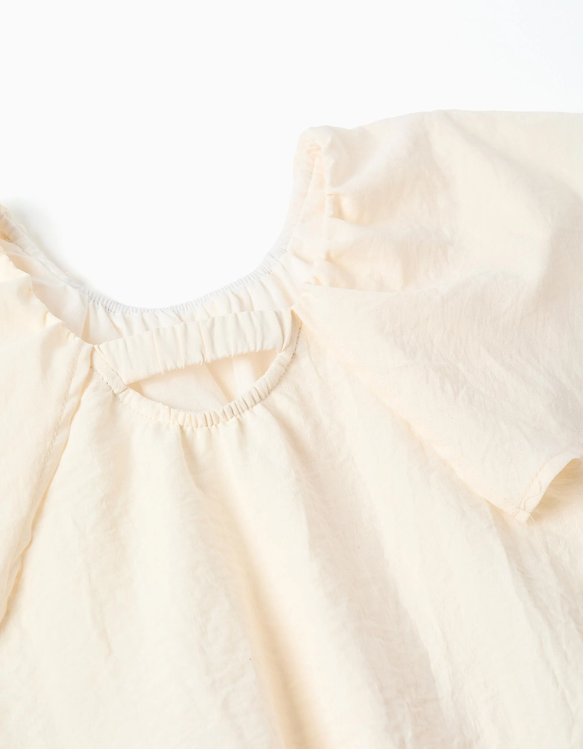 Dress with floral appliqué for newborn and baby girls, beige - Image 4