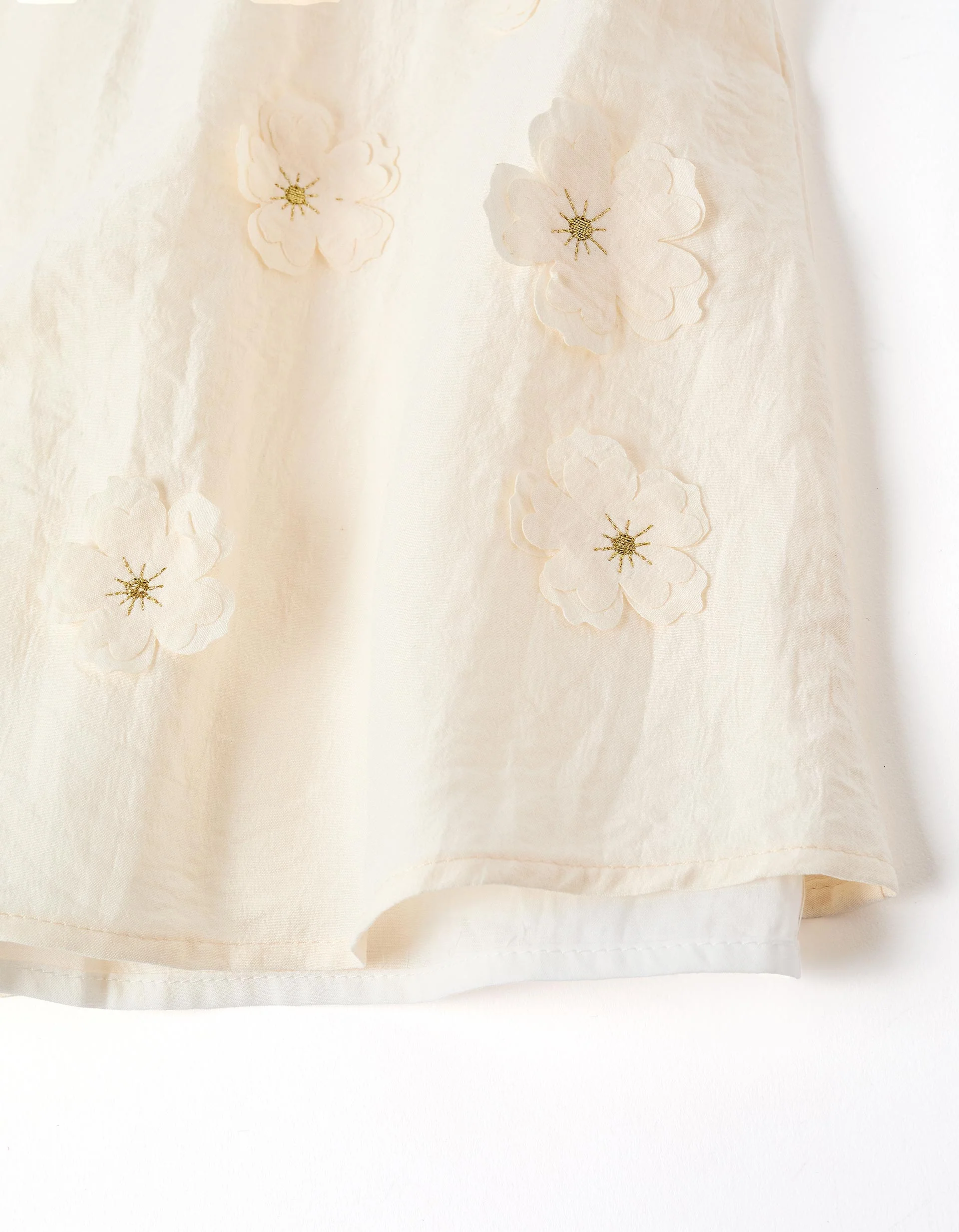 Dress with floral appliqué for newborn and baby girls, beige - Image 6