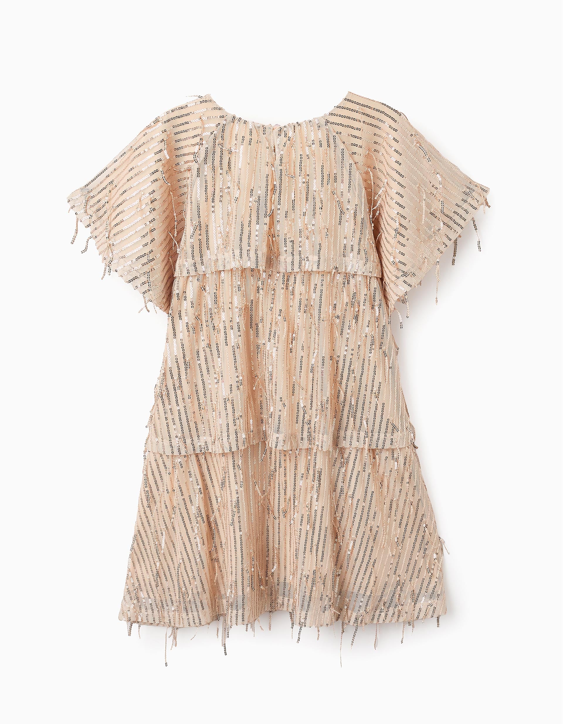 Dress with Sequins for Girls, Beige/Gold - Image 5