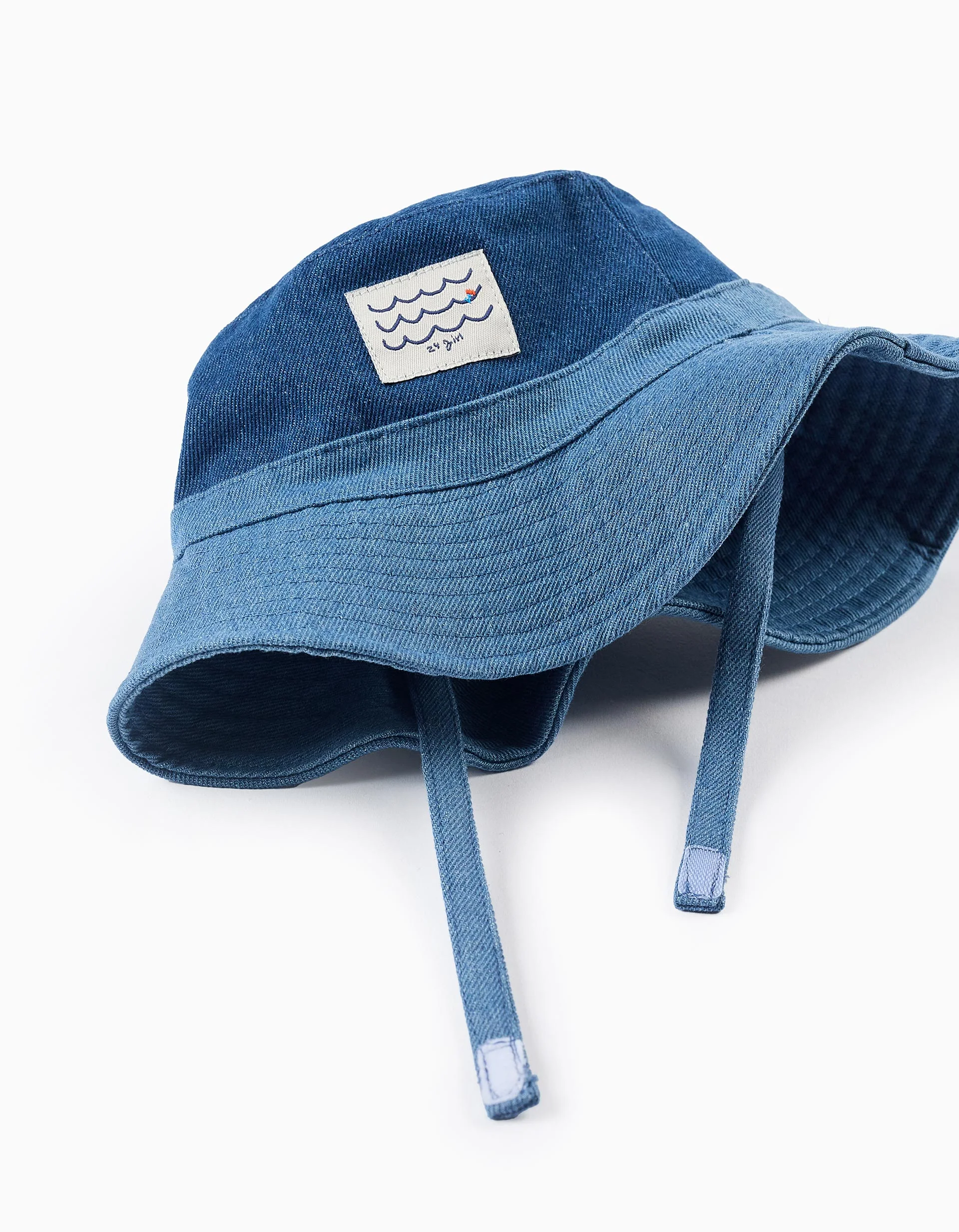 Dual-Fabric Denim Hat for Baby and Boys, Blue - Image 2