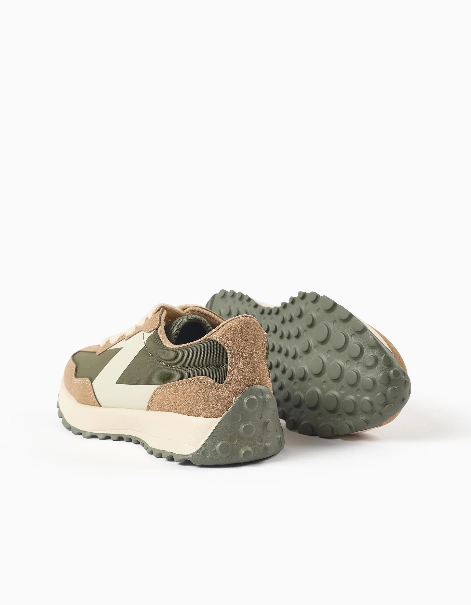 Dual-fabric trainers with laces Superlight Runner for boys, green/beige - Image 3