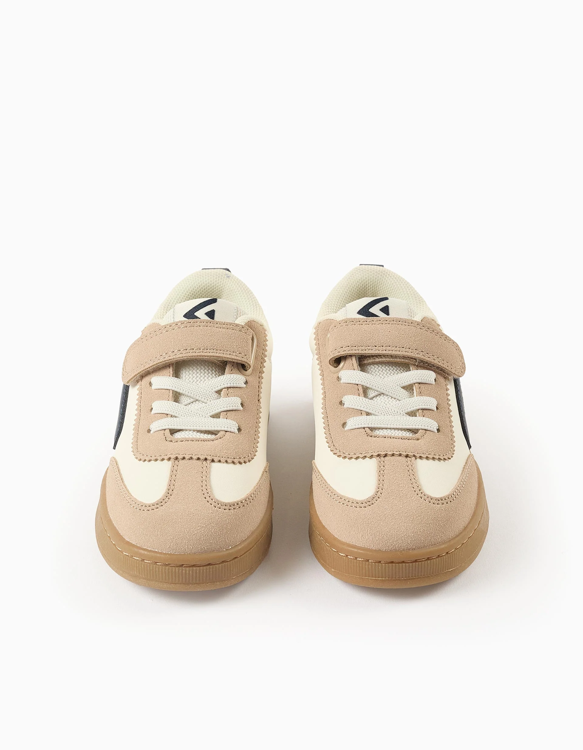 Dual-fabric trainers ZY Move for boys, white/beige/blue - Image 2