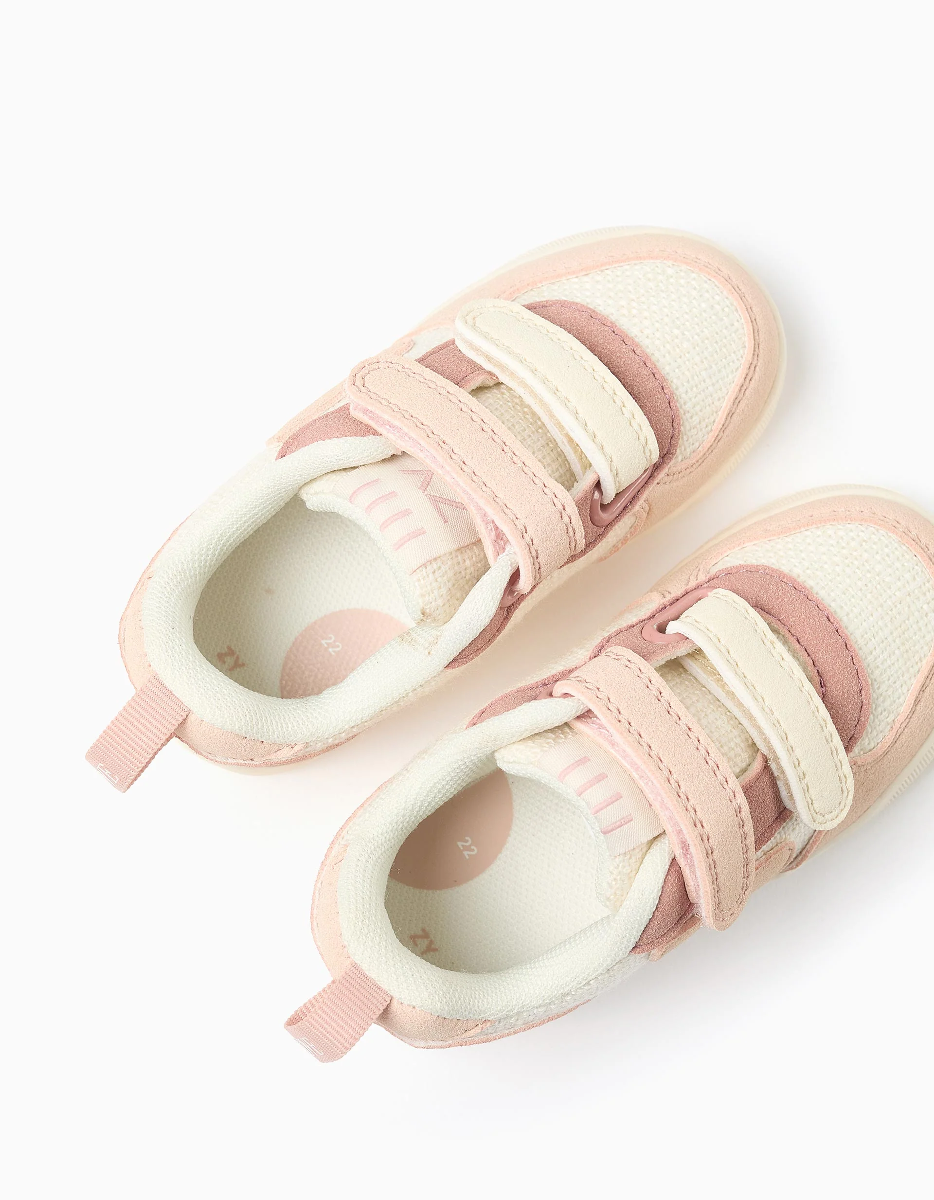 Dual-fabric ZY Move trainers for baby girls, white/pink - Image 3