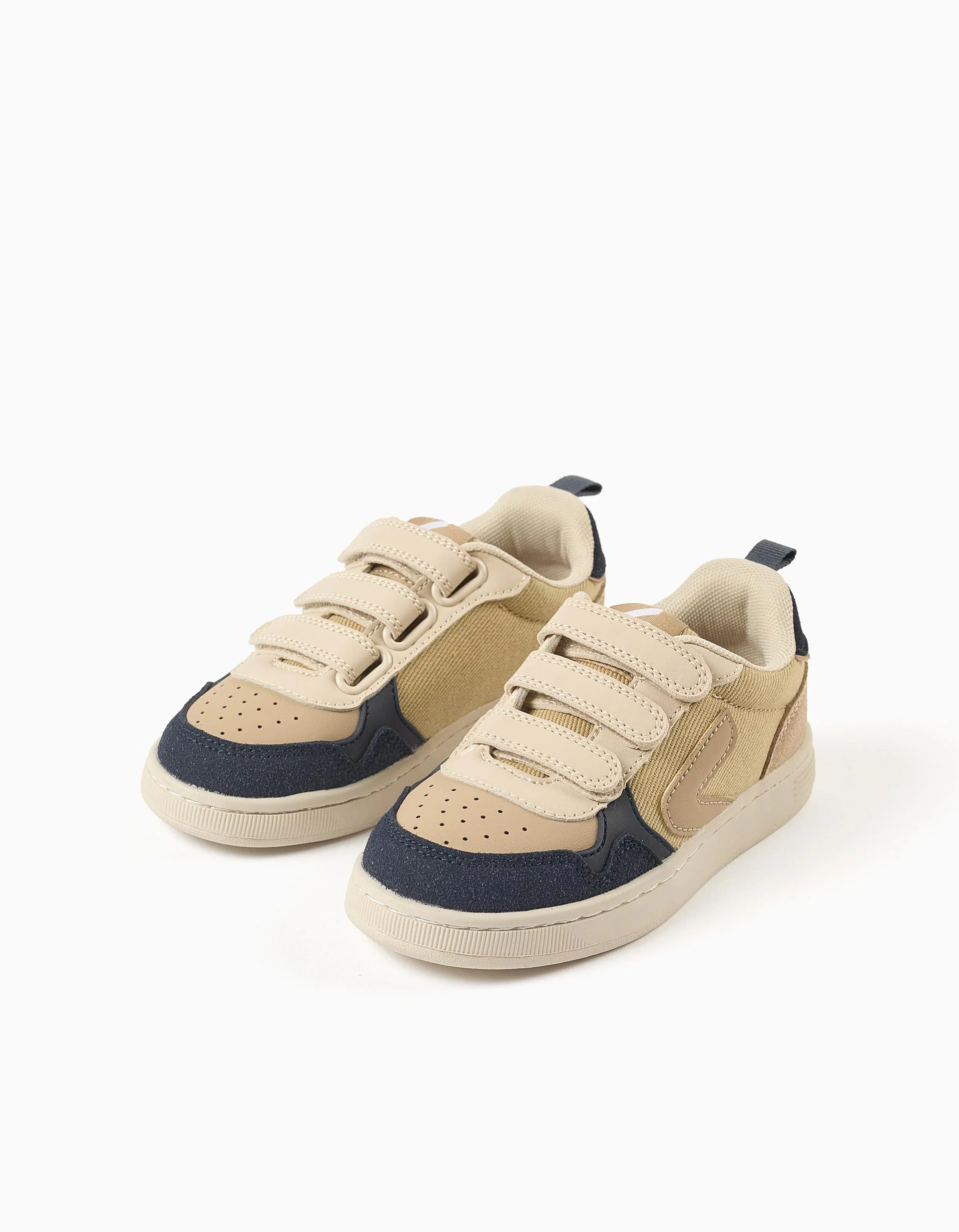 Dual-fabric ZY Move trainers for boys, beige/dark blue - Image 3