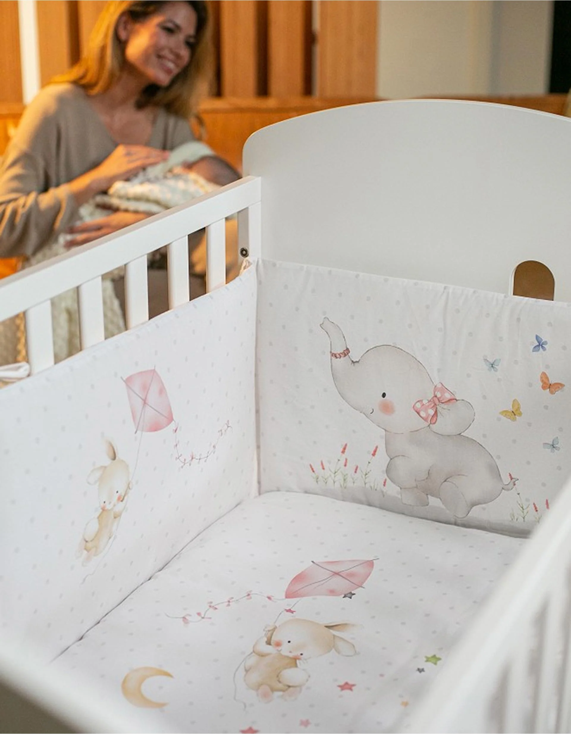 Duvet and Cot Bumper Interbaby Elephant 60x120 Cm, Pink - Image 2