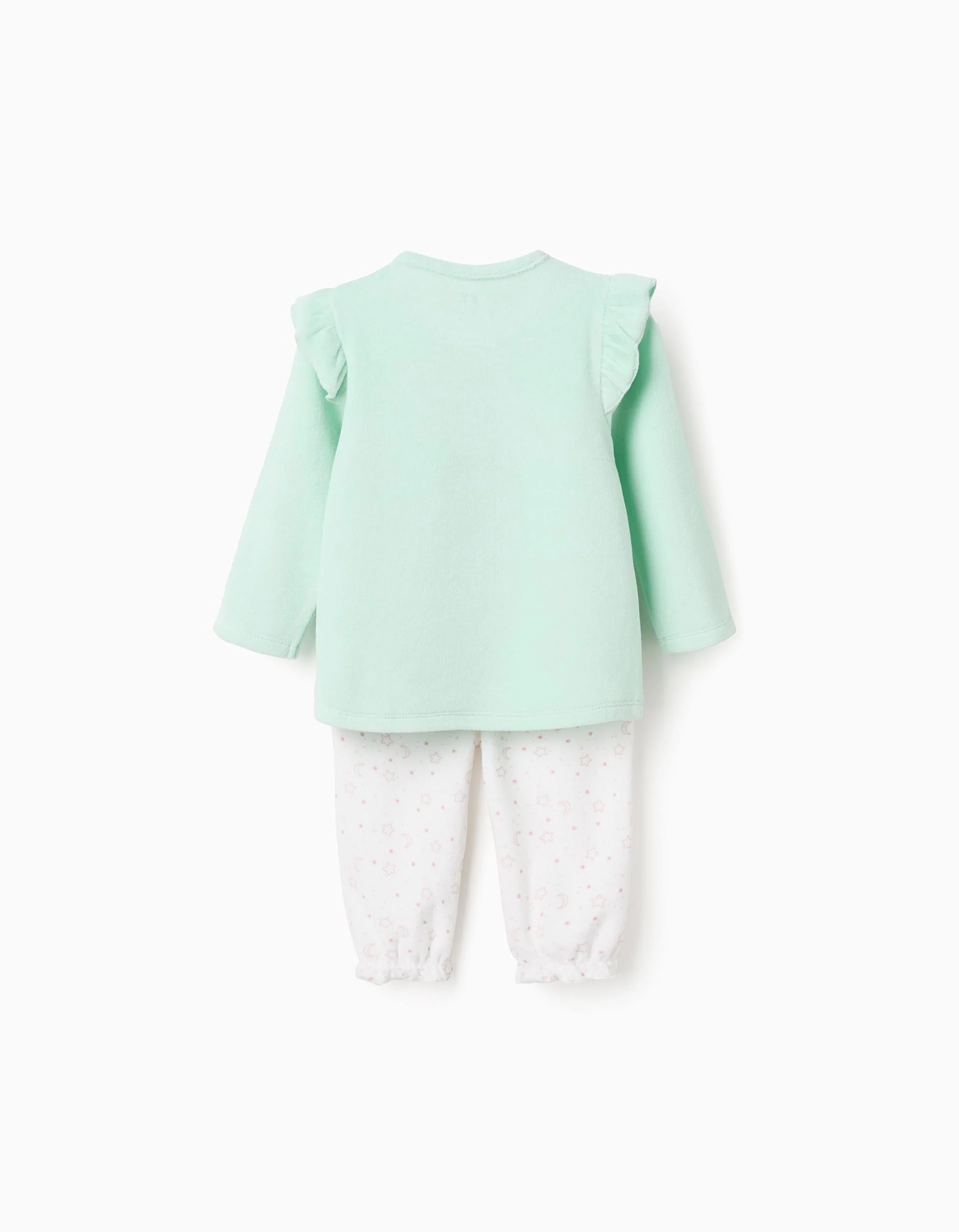 'Emotions' glow-in-the-dark velvet pyjama for baby girls, light green - Image 3
