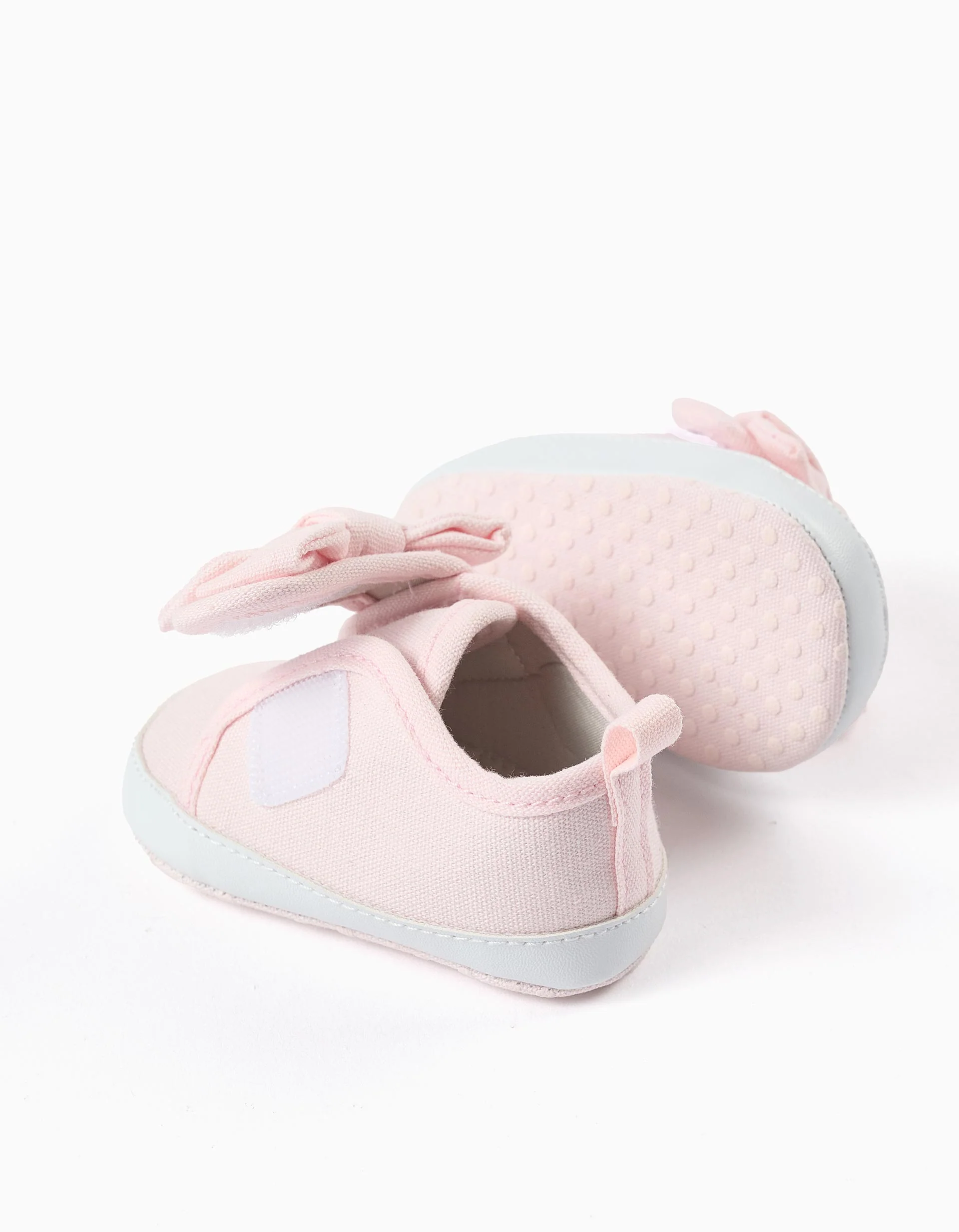 Fabric Trainers with Bow for Newborn Girls, Pink - Image 3
