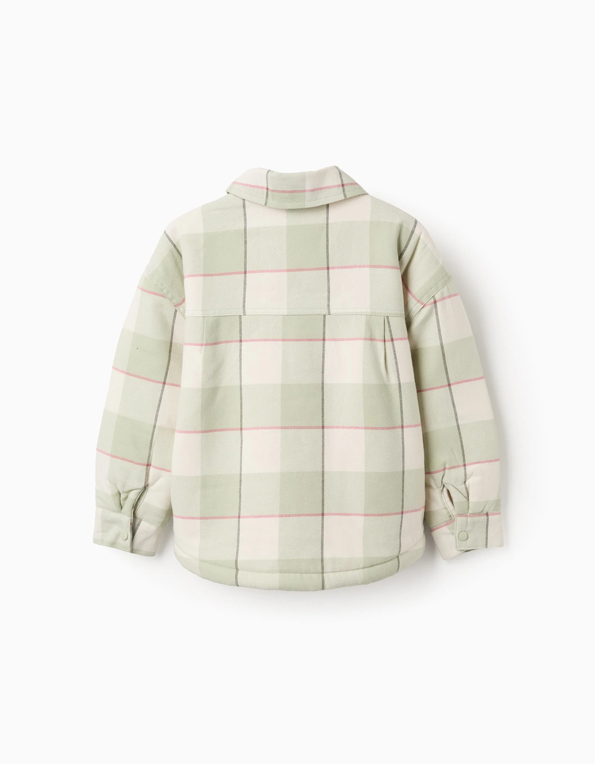 Flannel jacket with sherpa lining for girls, light green - Image 3