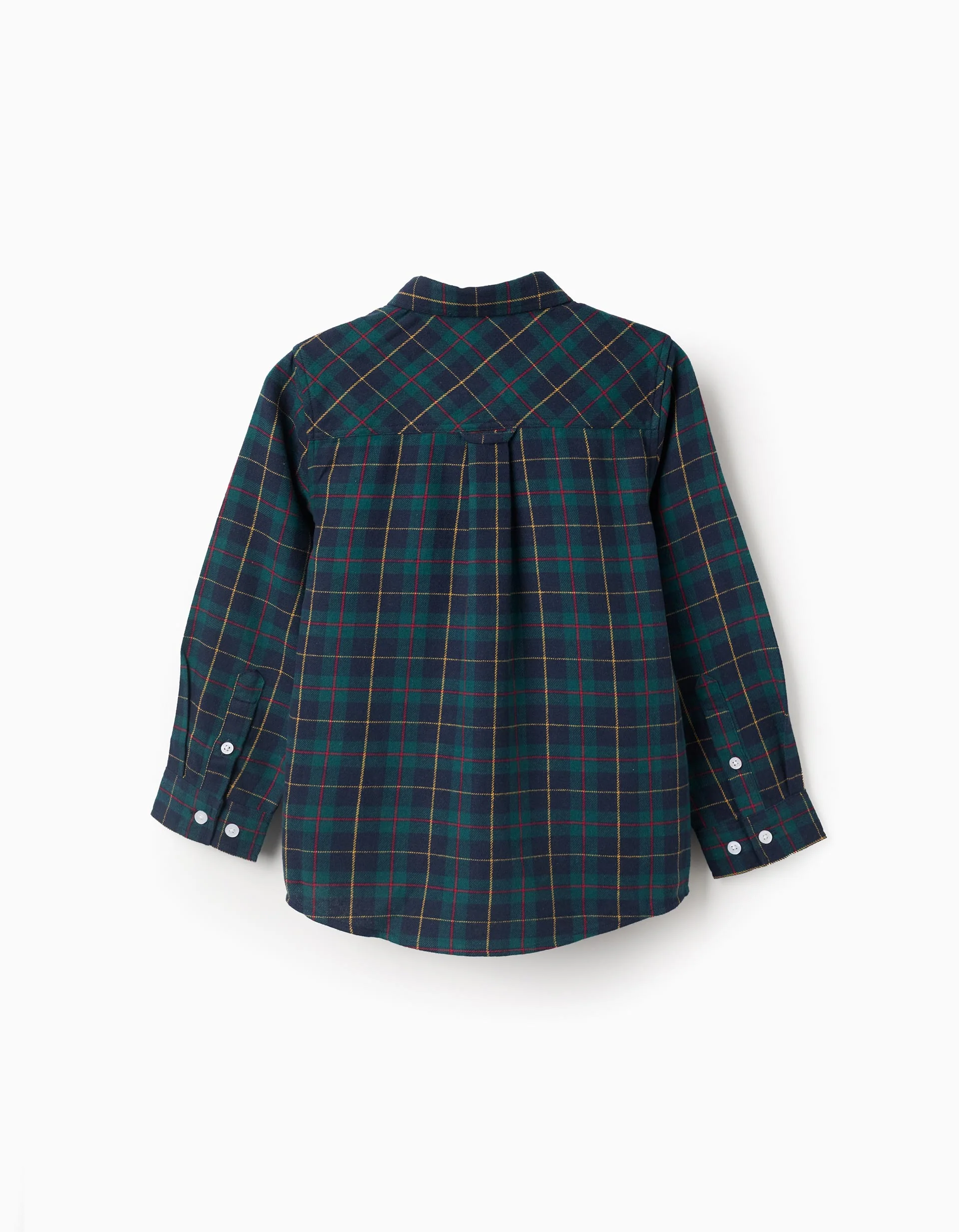 Flannel Shirt with Check for Boys 'B&S', Green/Blue - Image 2