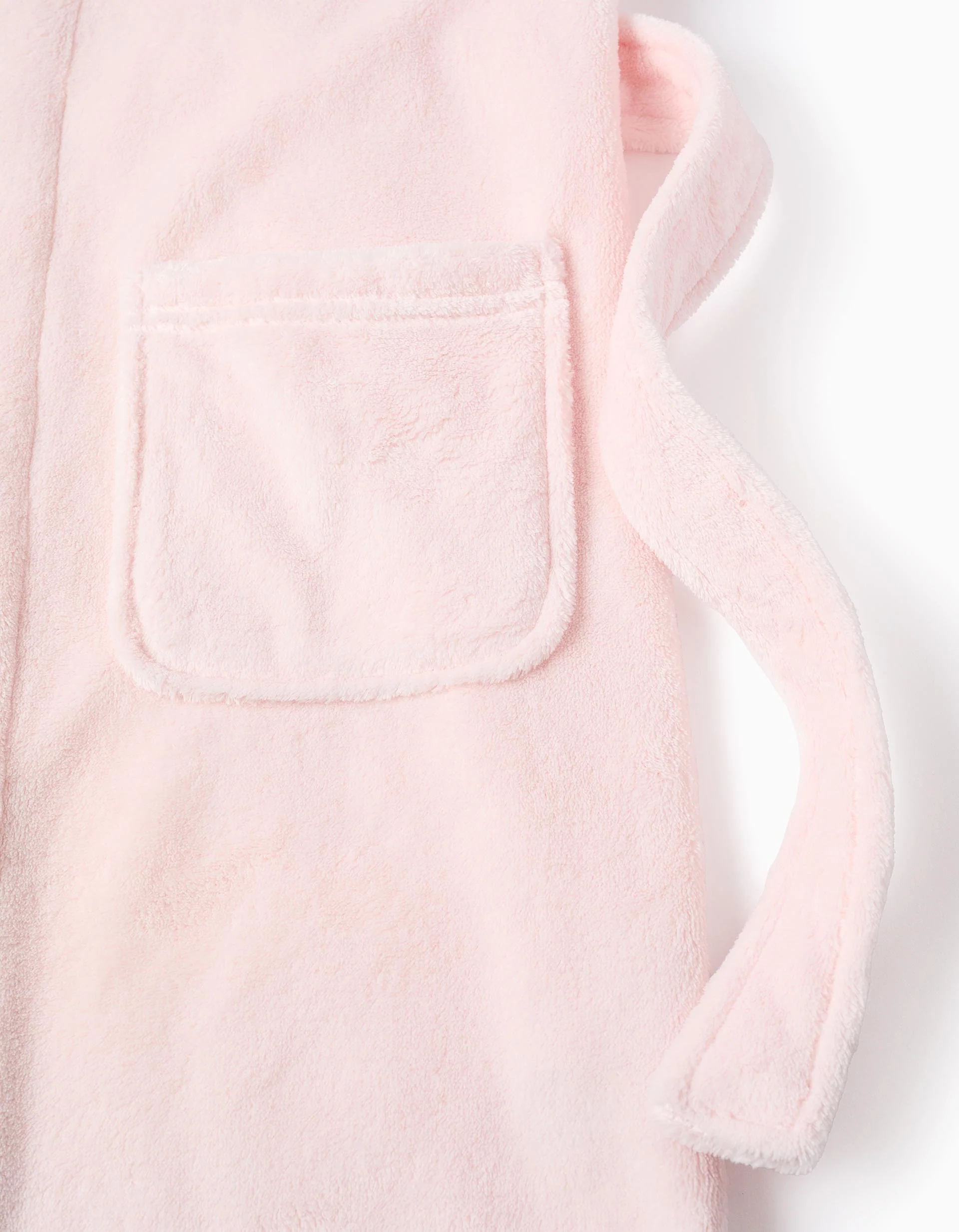 Fleece Dressing Gown with Hood and Belt for Girls, Pink - Image 4