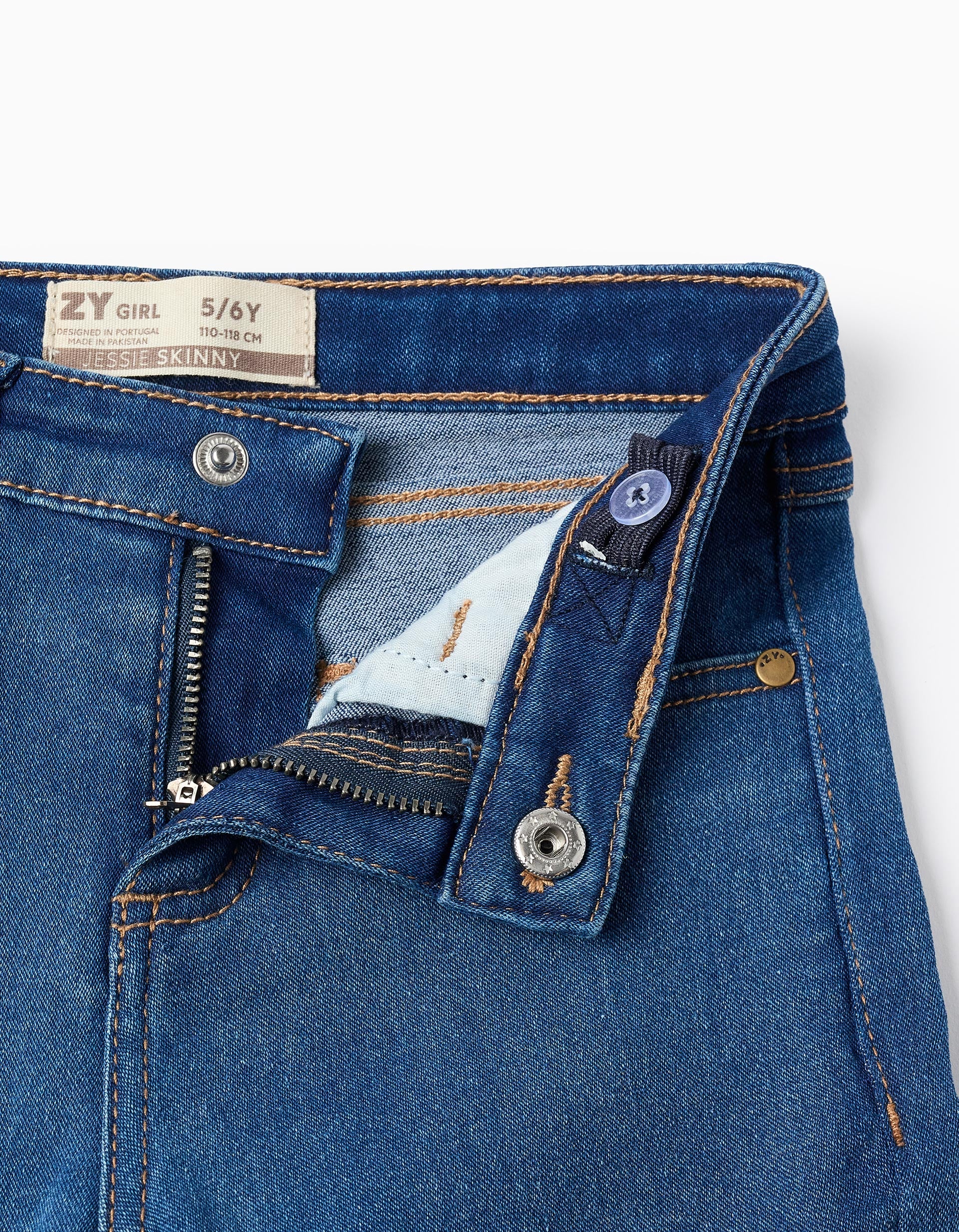 Flexible Skinny Jeans for Girls, Blue - Image 3