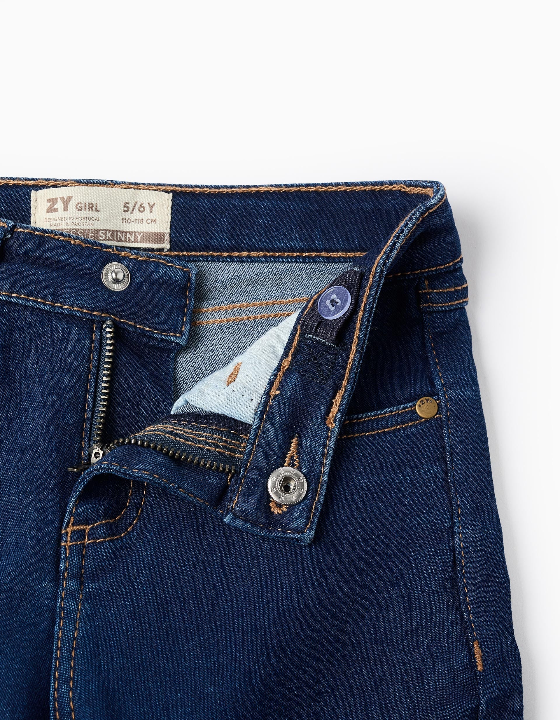 Flexible Skinny Jeans for Girls, Dark Blue - Image 3