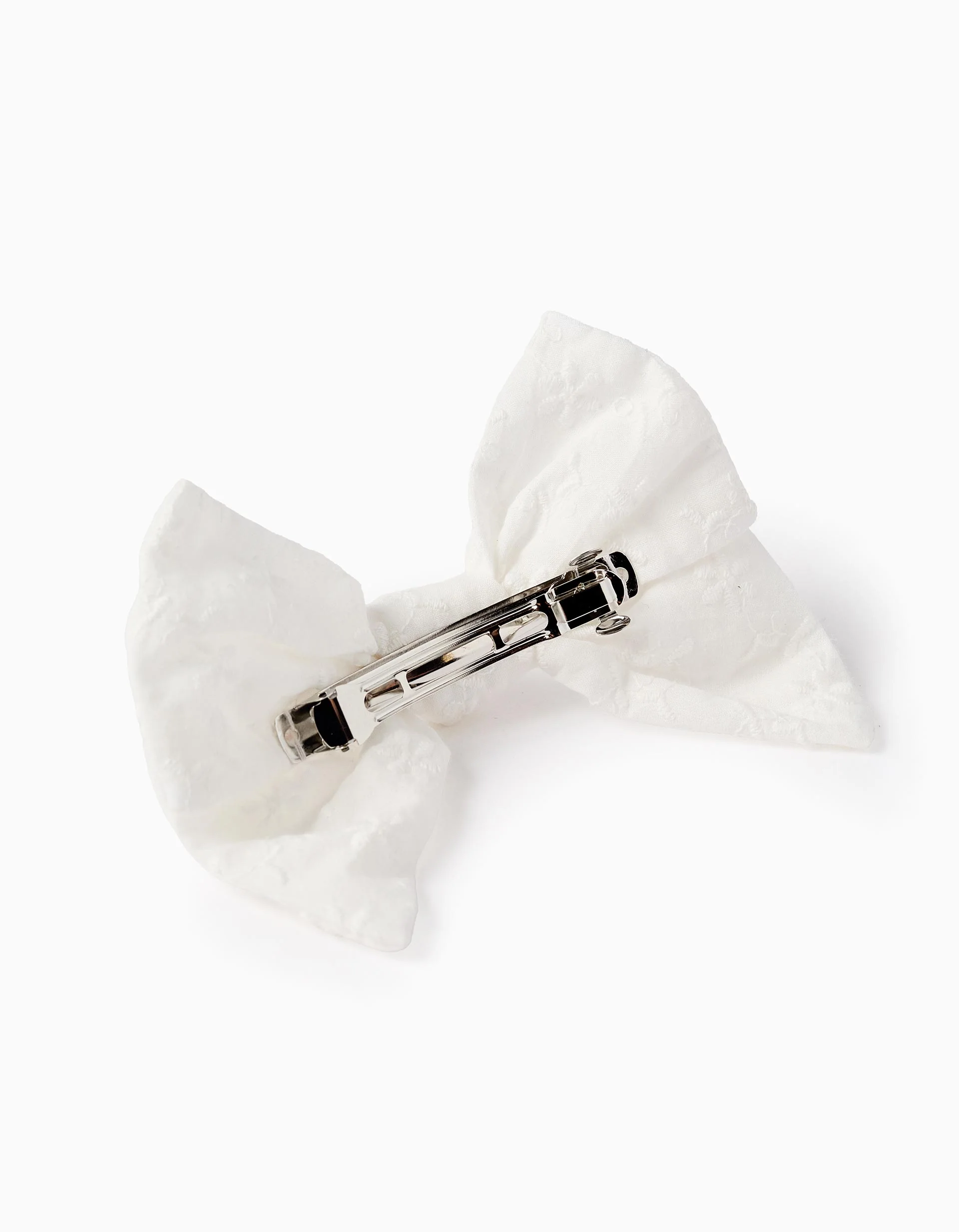 Floral Embroidered Hair Slide with Bow for Babies and Girls, White - Image 2