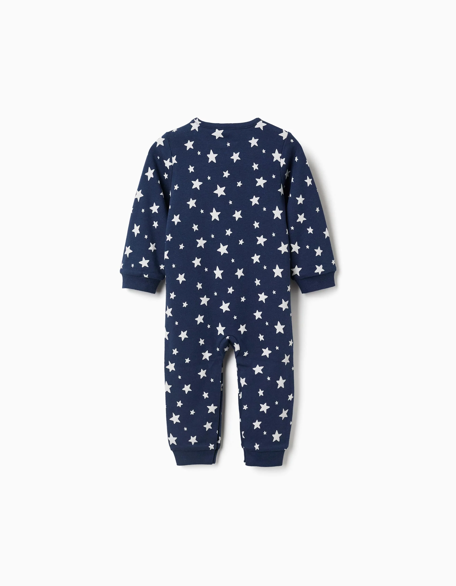 Footless babygrow with star motif for newborn and baby boys, dark blue - Image 2
