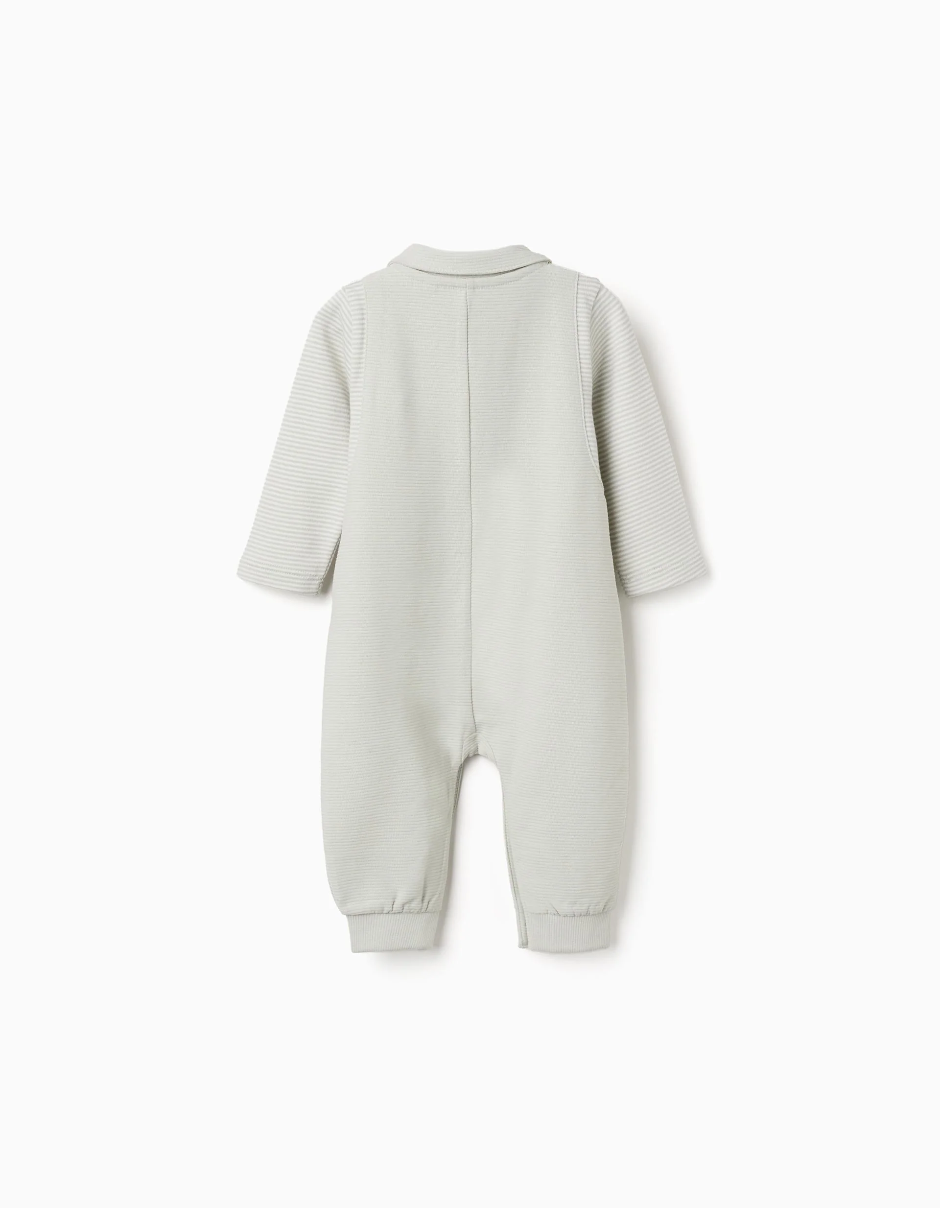 Footless ribbed babygrow in cotton for newborn boys, light green - Image 2