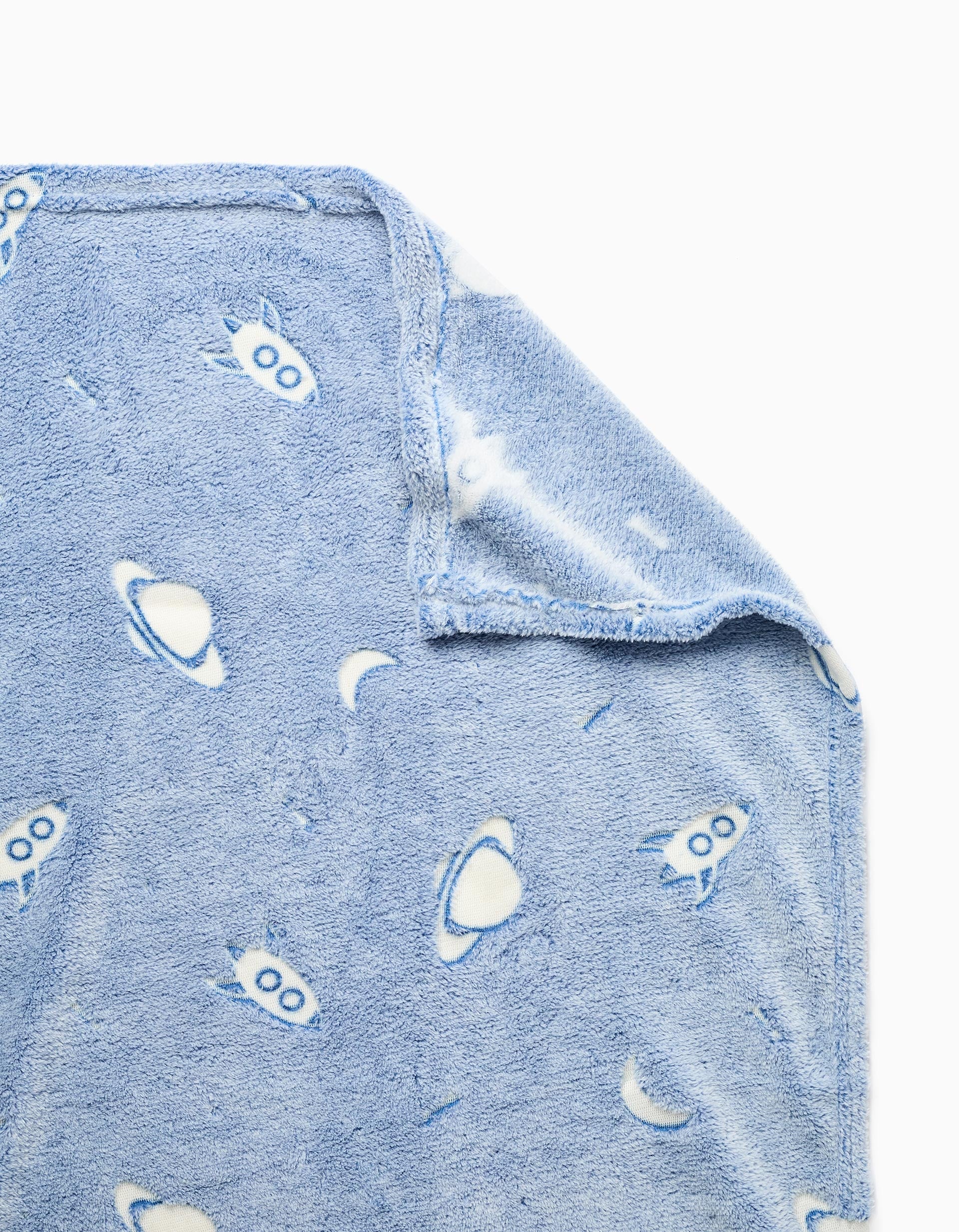Glow-in-the-Dark Flannel Blanket Do Art 70x90 cm, Blue - Image 4