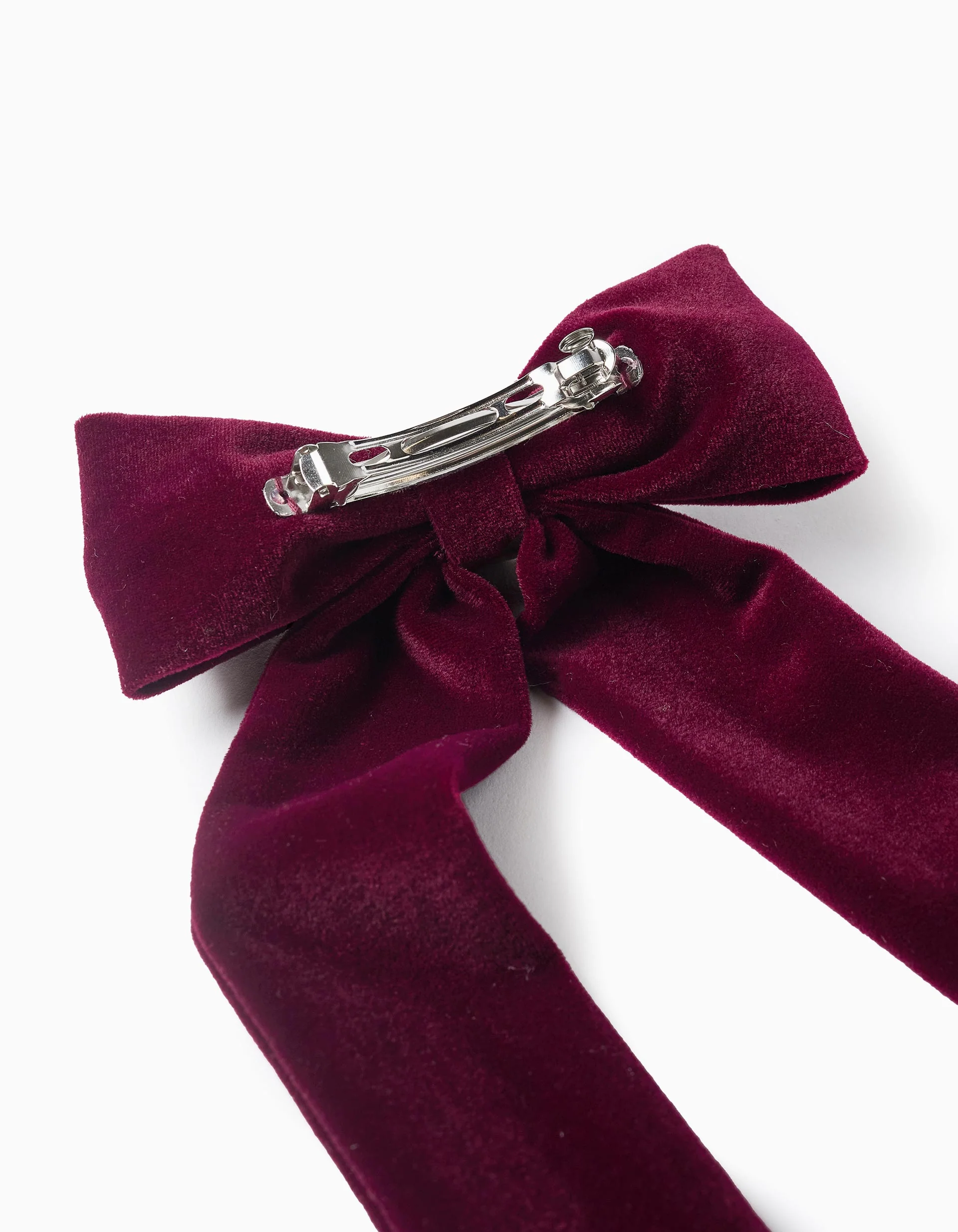 Hair Clip with Velour Bow for Babies and Girls, Burgundy - Image 2