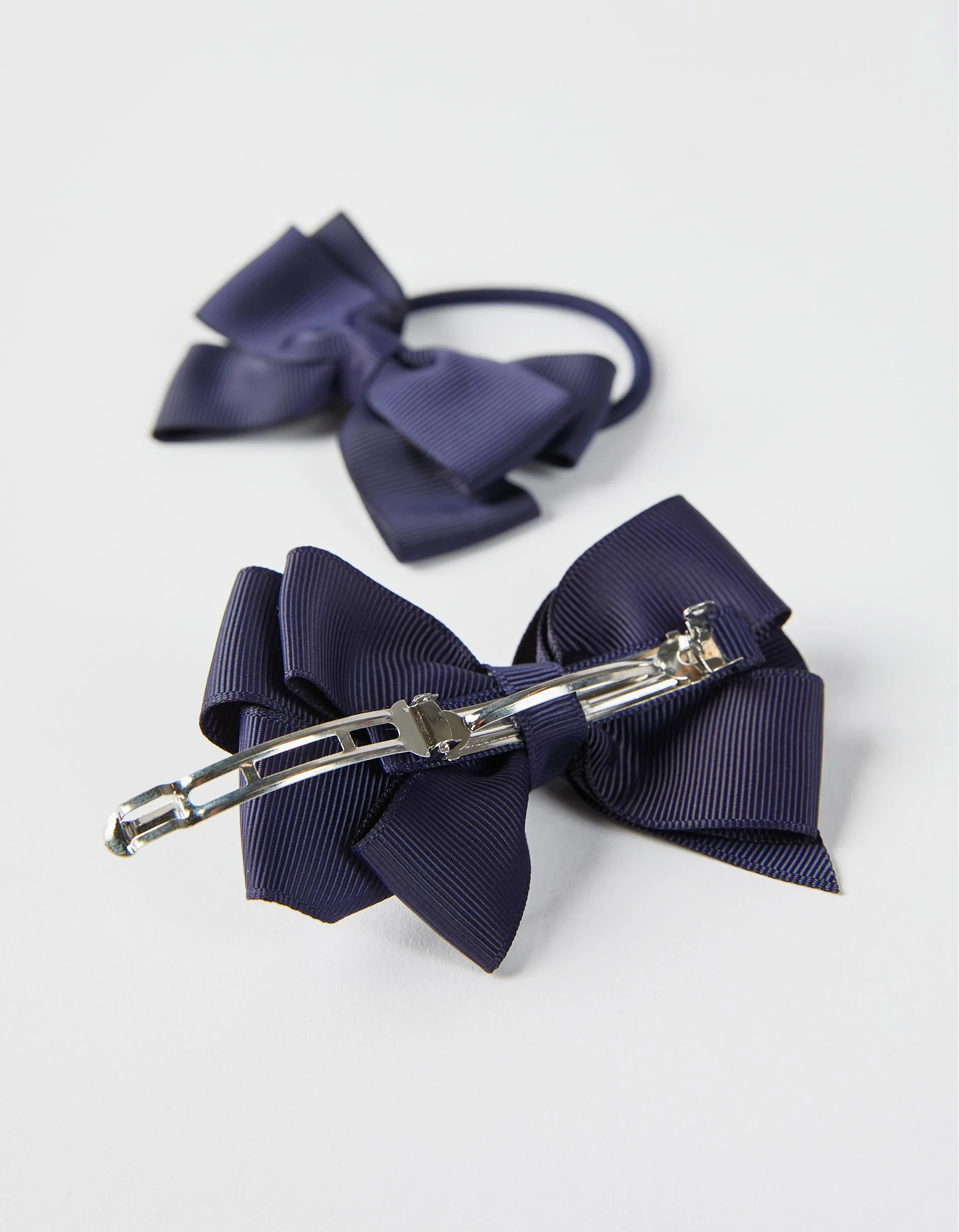 Hair Slide + Bobble with Bow for Babies and Girls, Dark Blue - Image 3