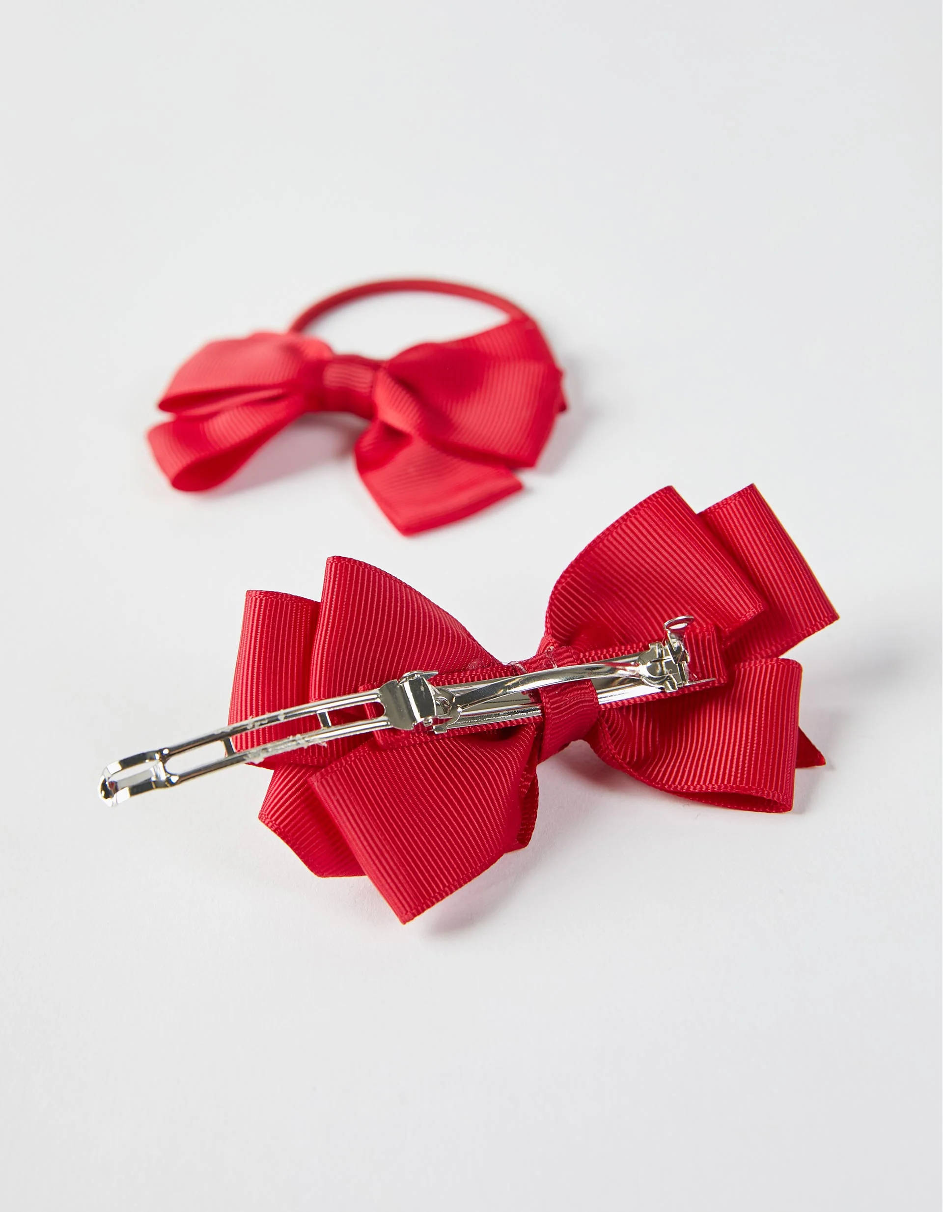 Hair Slide + Bobble with Bow for Babies and Girls, Red - Image 3