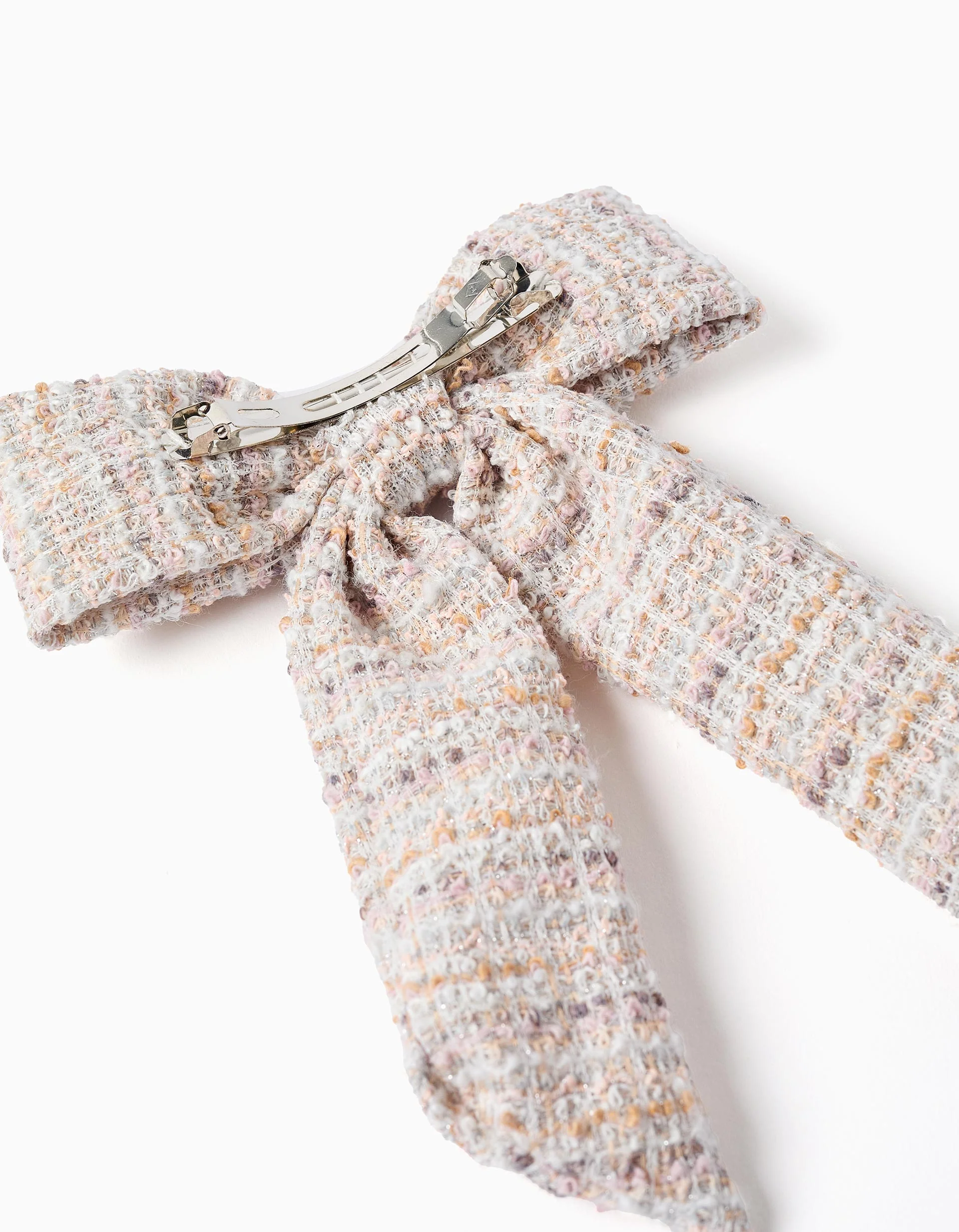 Hair slide with bow in tweed for babies and girls, pink - Image 3