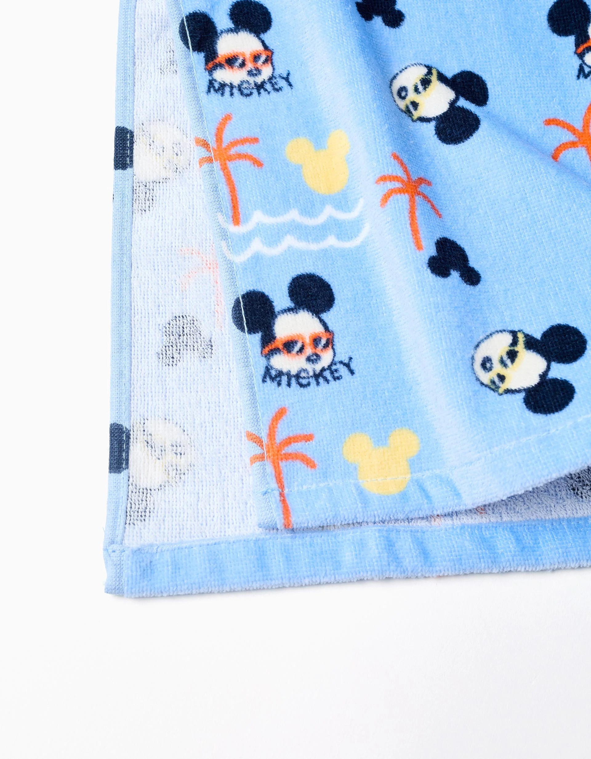Hooded beach poncho in cotton with Mickey for baby boys, light blue - Image 4