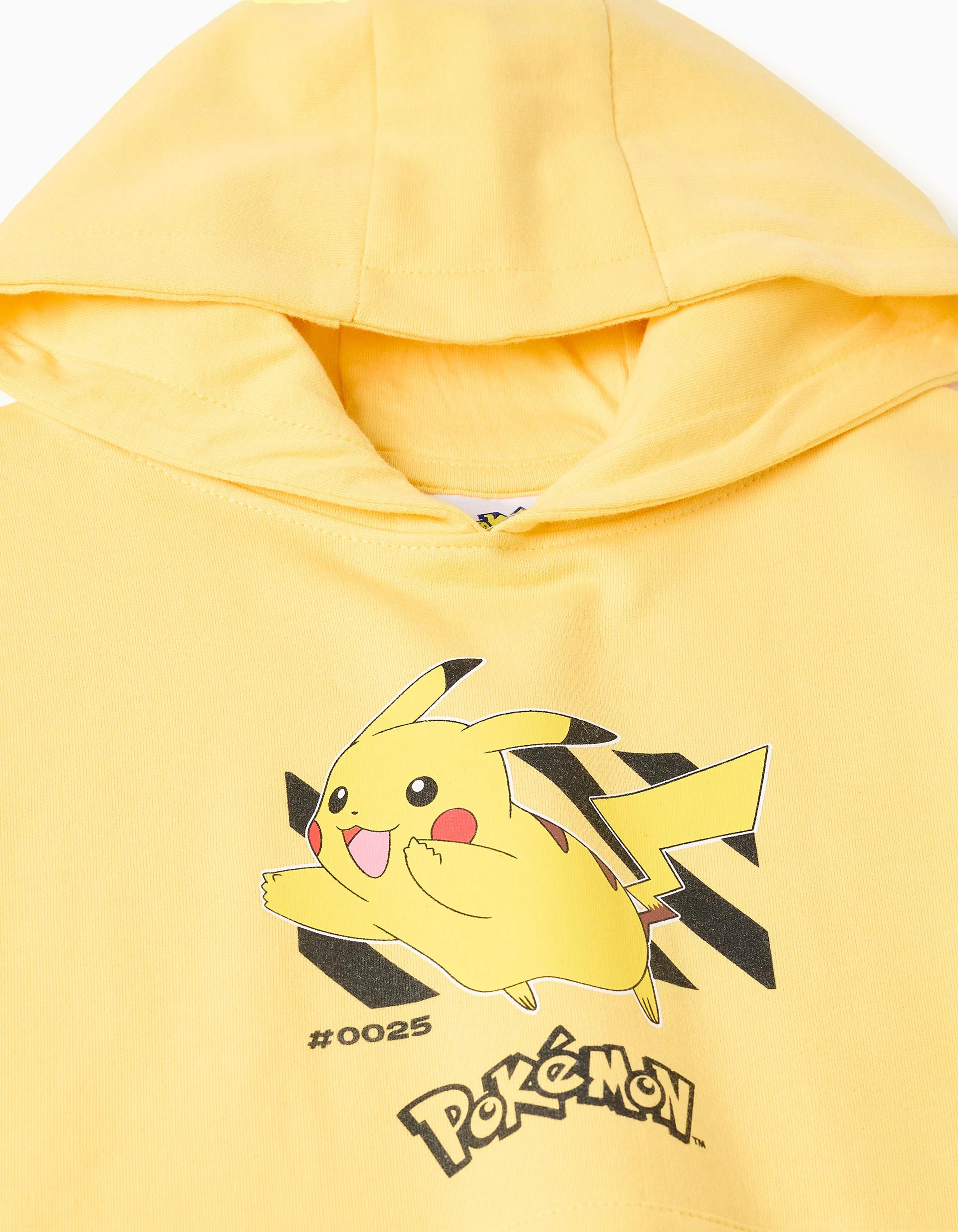Hooded brushed sweatshirt with Pikachu print for boys, yellow - Image 3